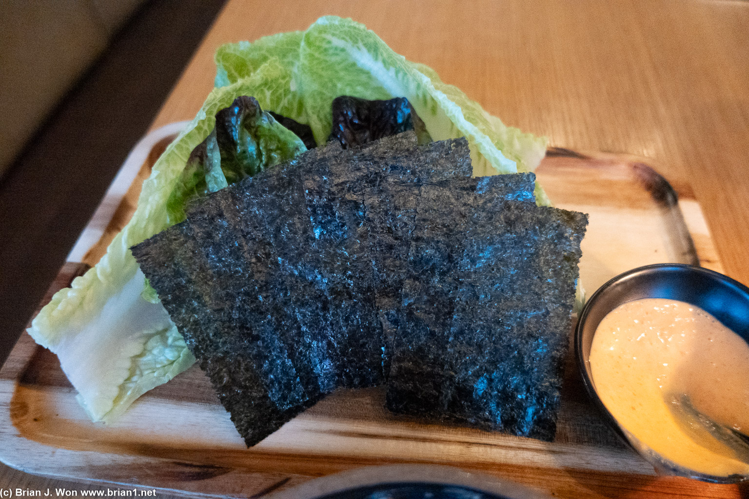 Seaweed and romaine.