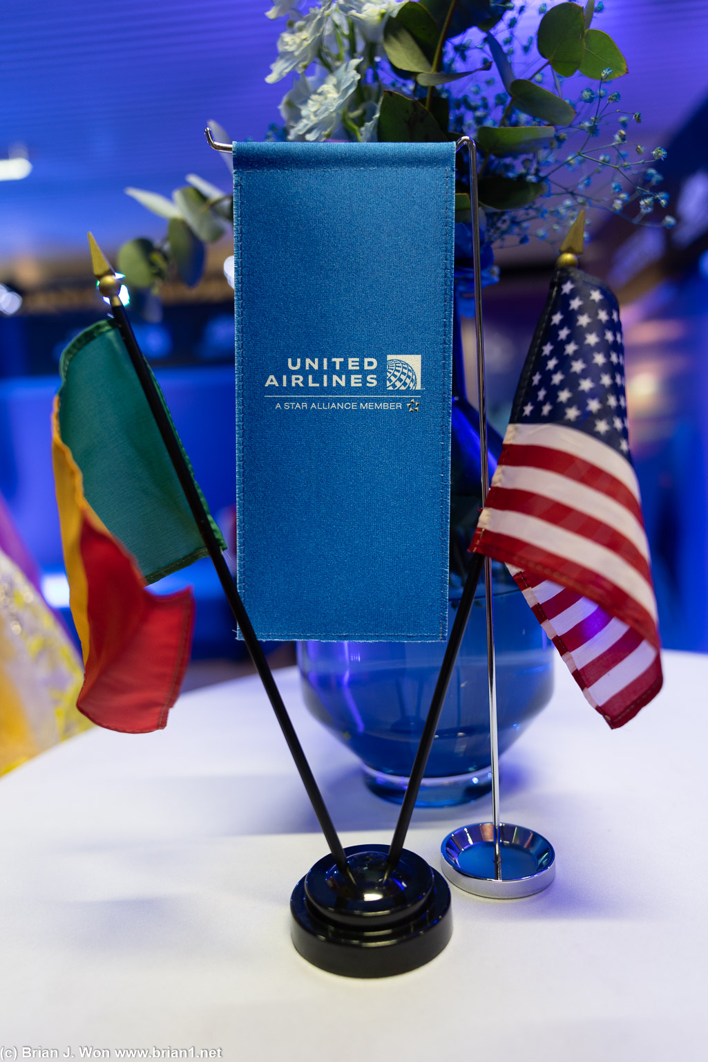 Flags for arrival speeches.