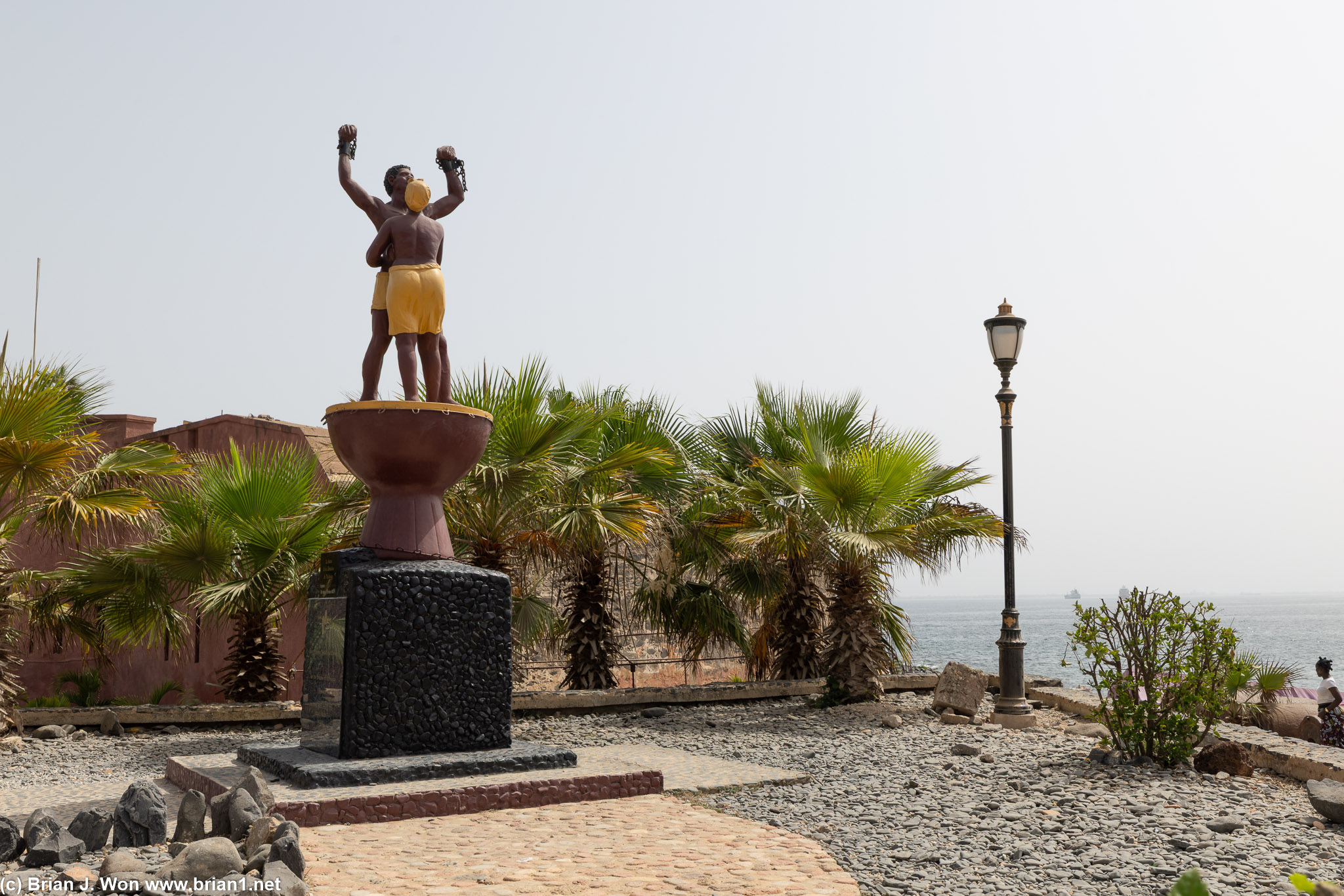 Monument to the many slaves taken against their will and passed through Goree Island.