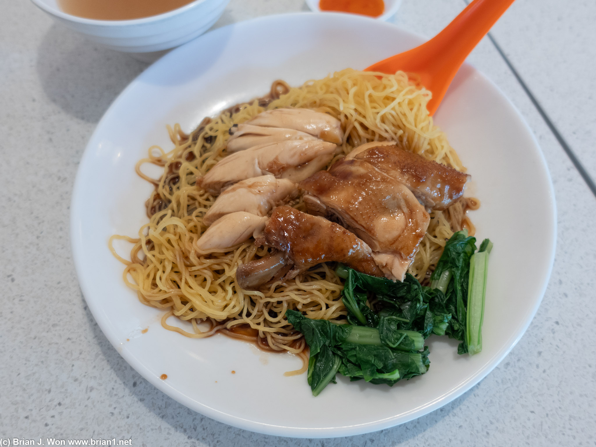 Soy sauce chicken noodles were pretty good.