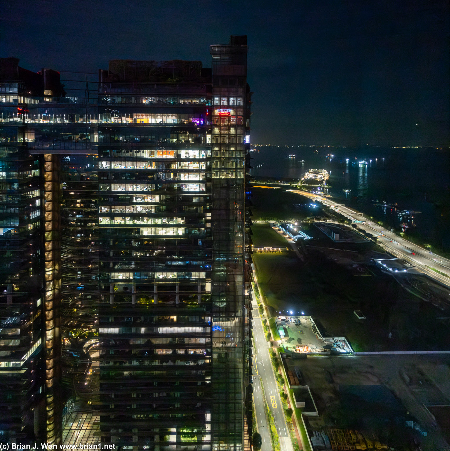 View at night.