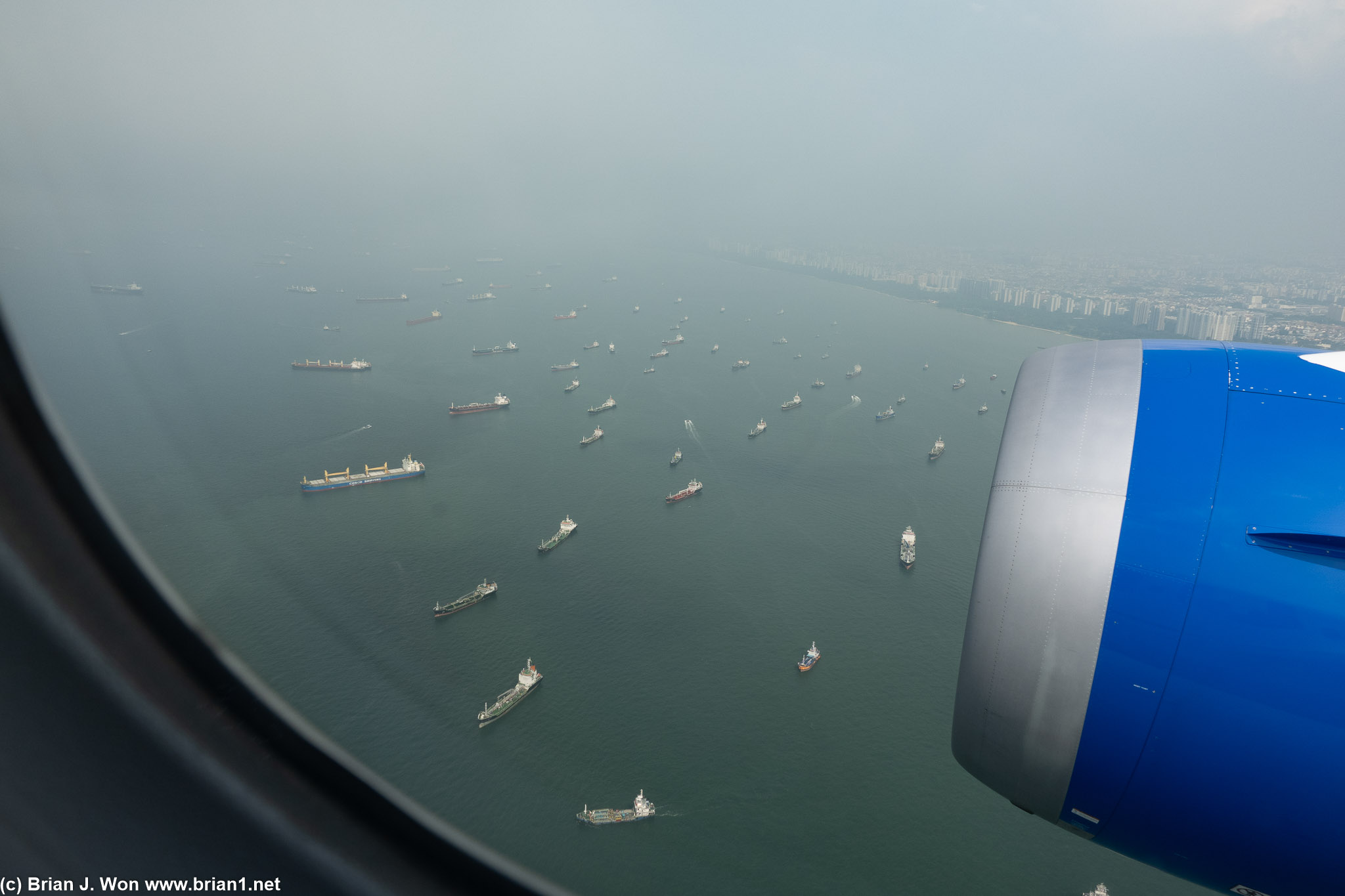 Lots of cargo ships.