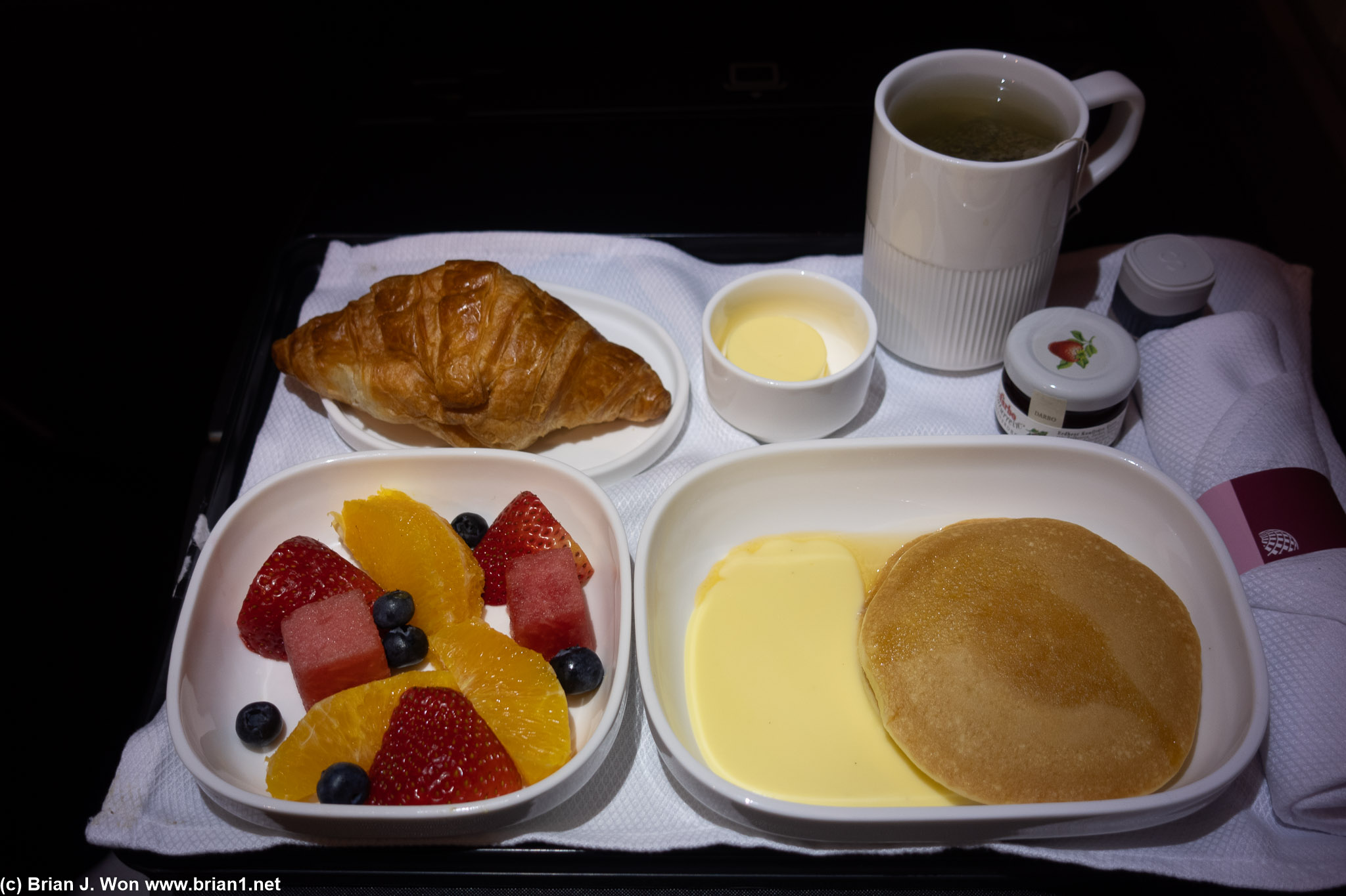 Croissand and fruit looked good.