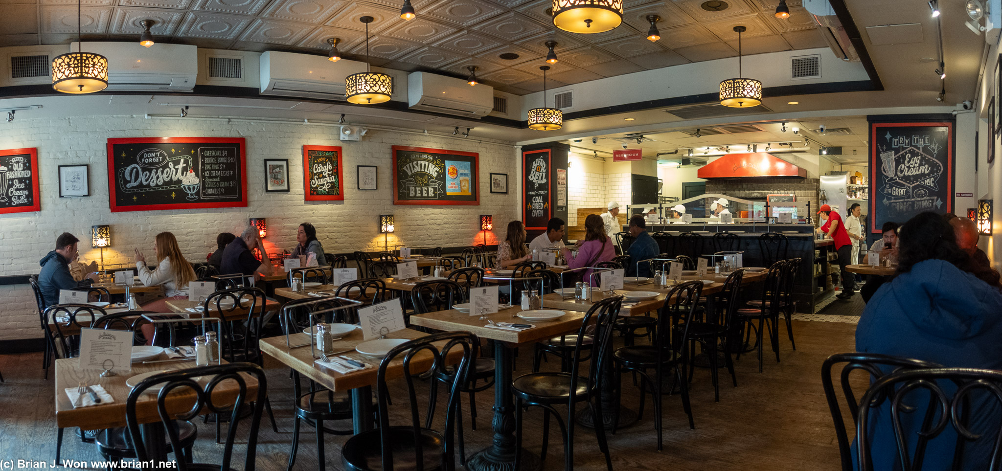 Inside Juliana's Pizza.