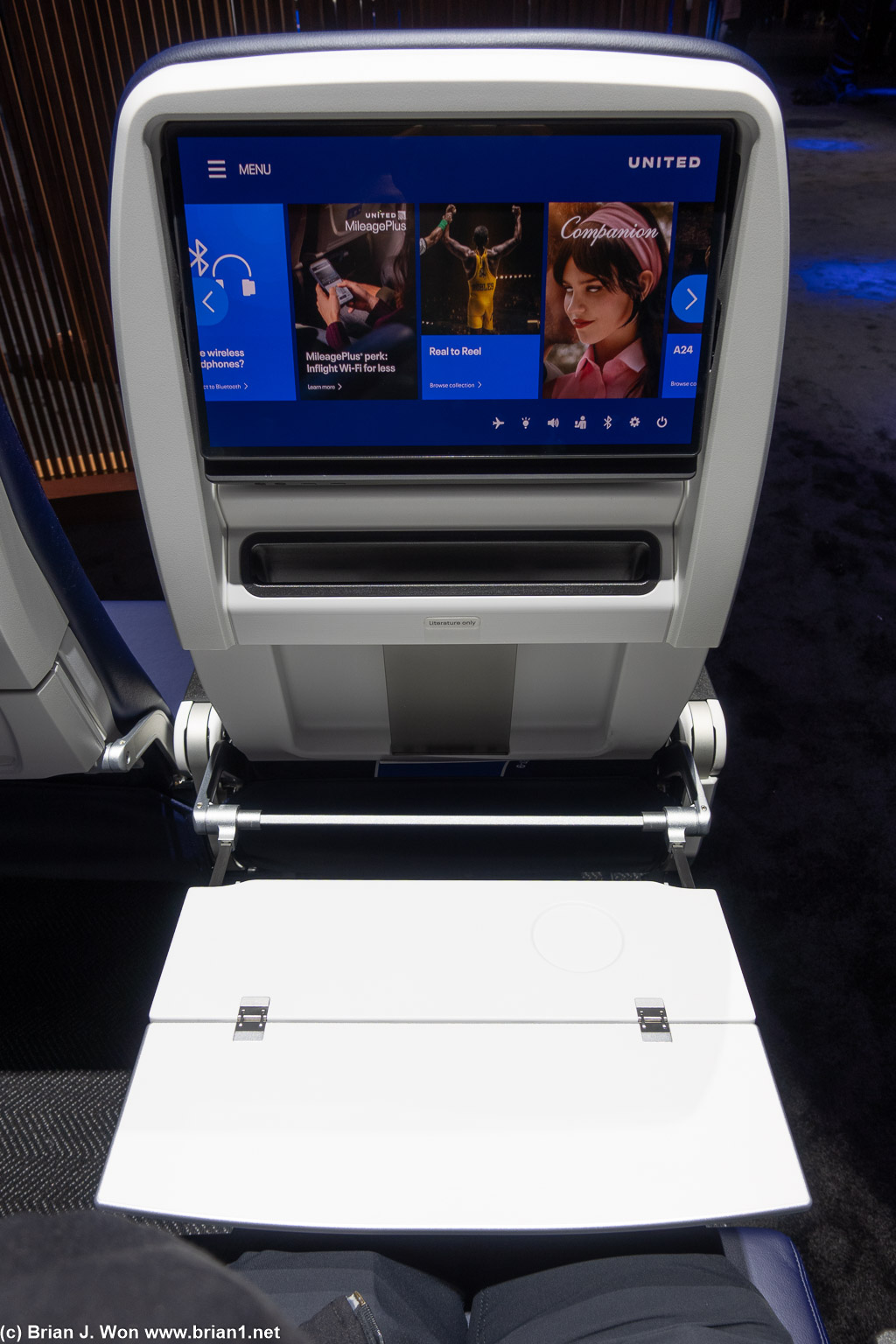 Tray table opened.
