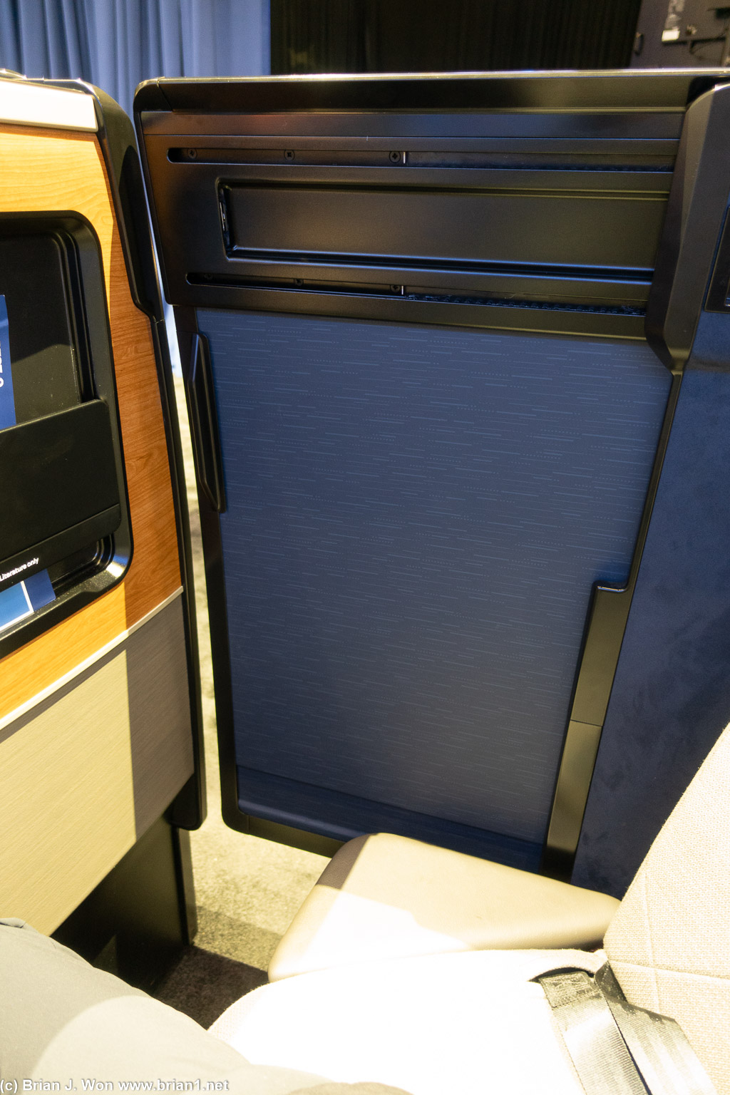 Door closed, as viewed from the seated passenger point of view.