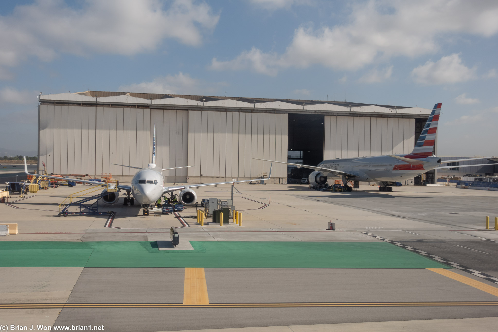 American Airlines maintenance underway on a 737 and a 777.