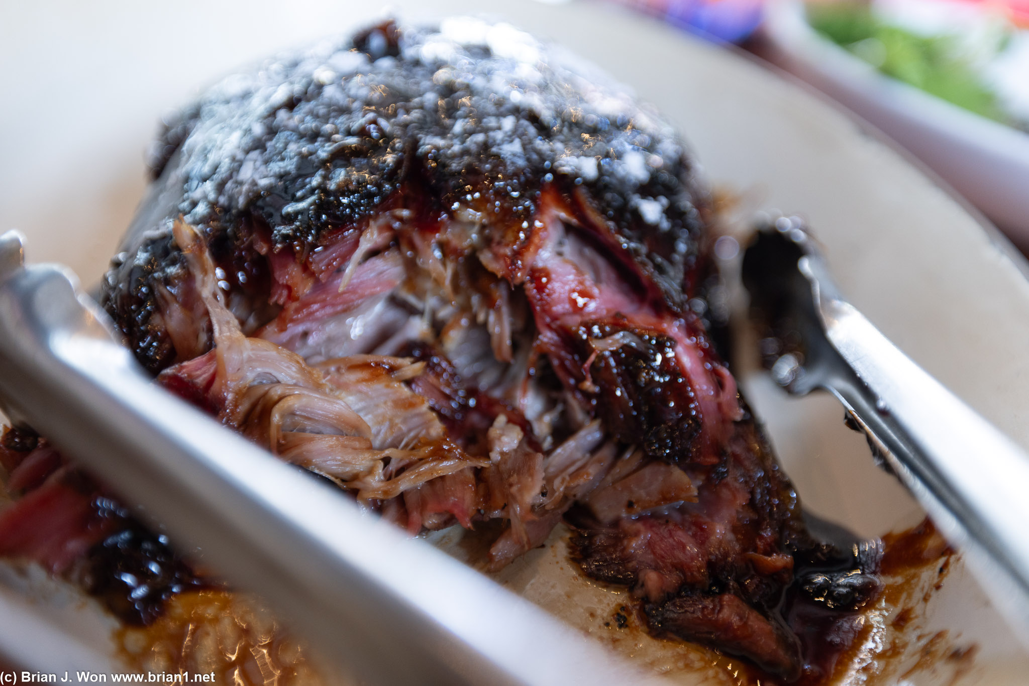 Pork shoulder bo ssam close-up.