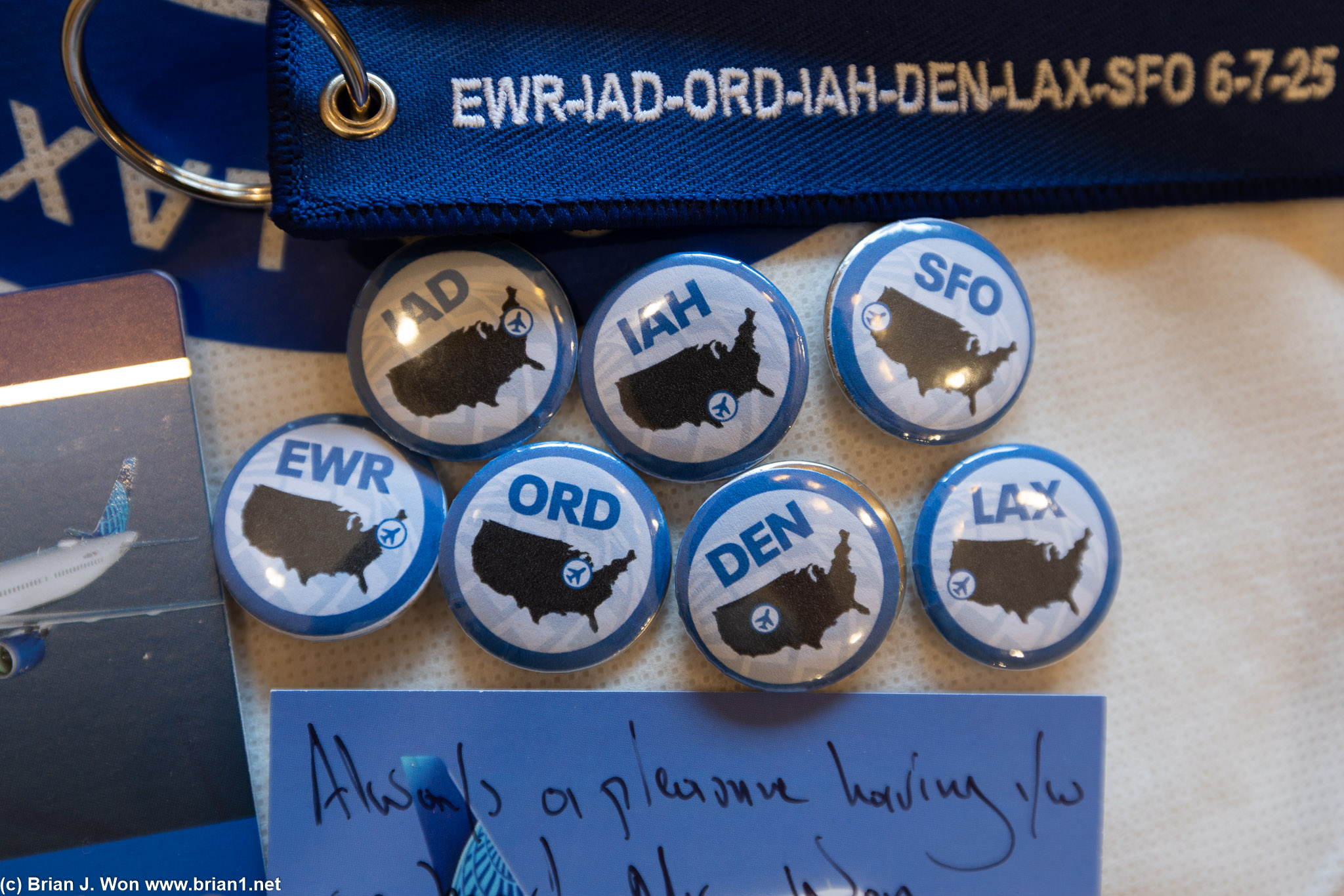 Close-up of the buttons Warren had made.
