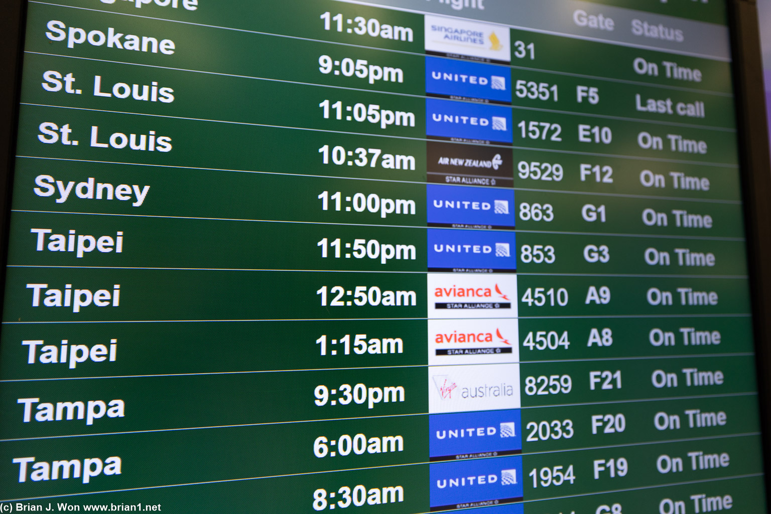 Carl's 4MM flight, UA 863 to Sydney.