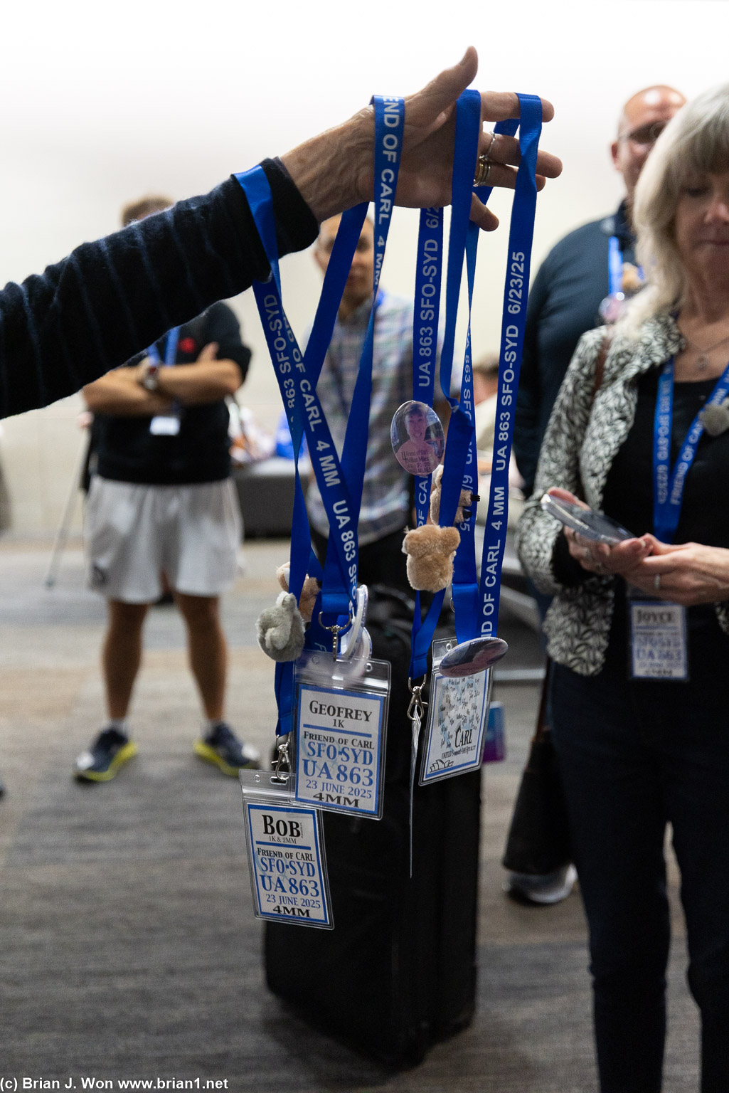 Badges for those of us meeting at the gate.