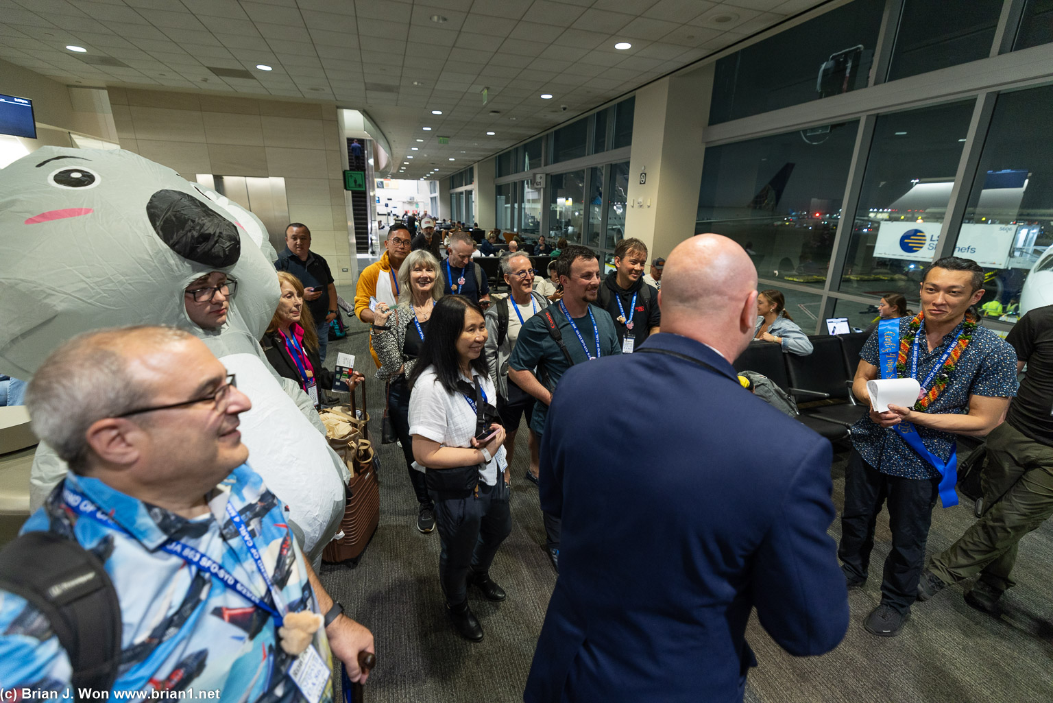 Captain Curtis Hughes entertaining his high-value passengers.