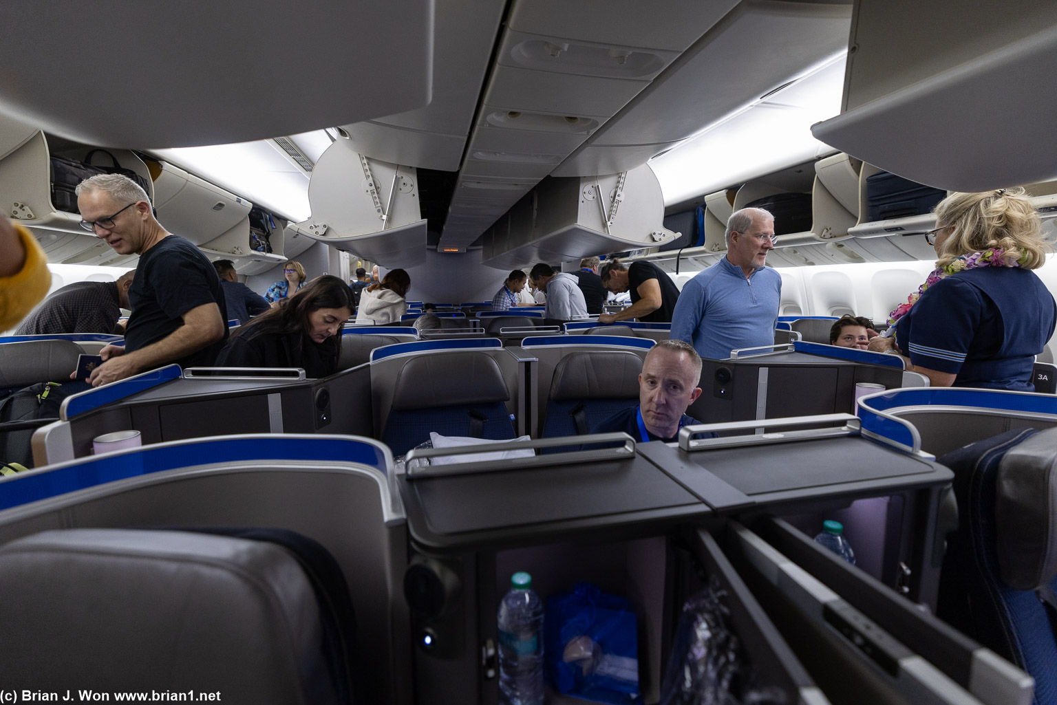 5 or 6 ordinary passengers caught up in the party group.