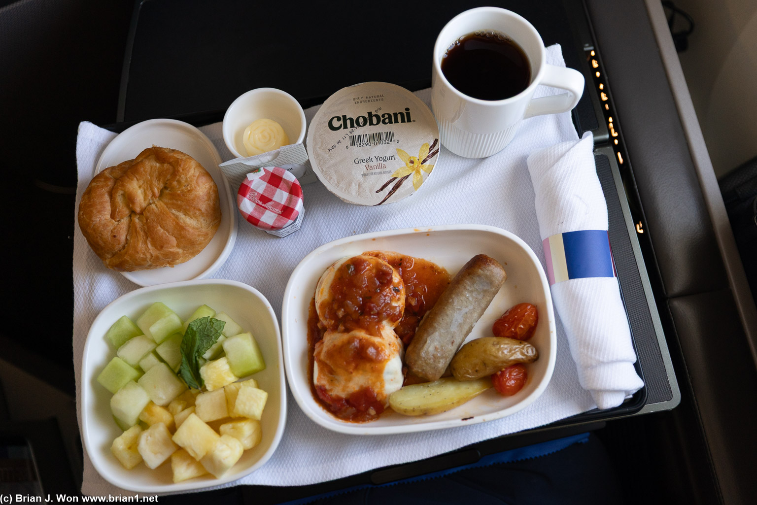 Egg white bites are not the best, but they'll do. The croissant is also actually vaguely croissant-shaped today.