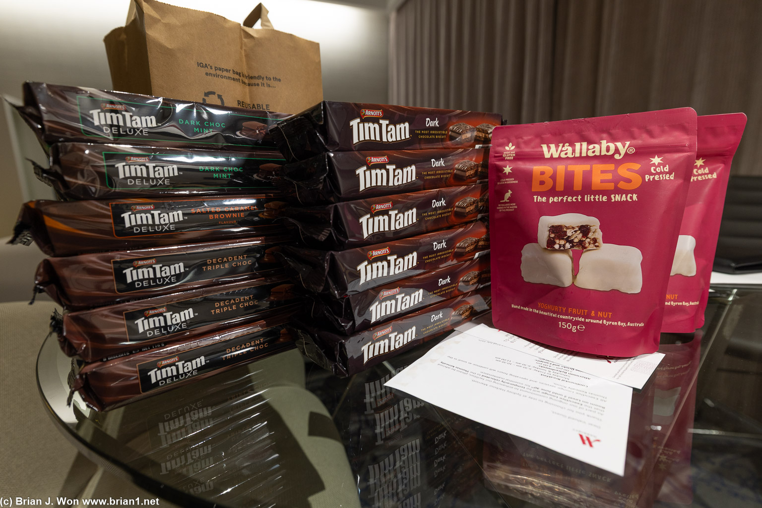Bringing back snacks for home.