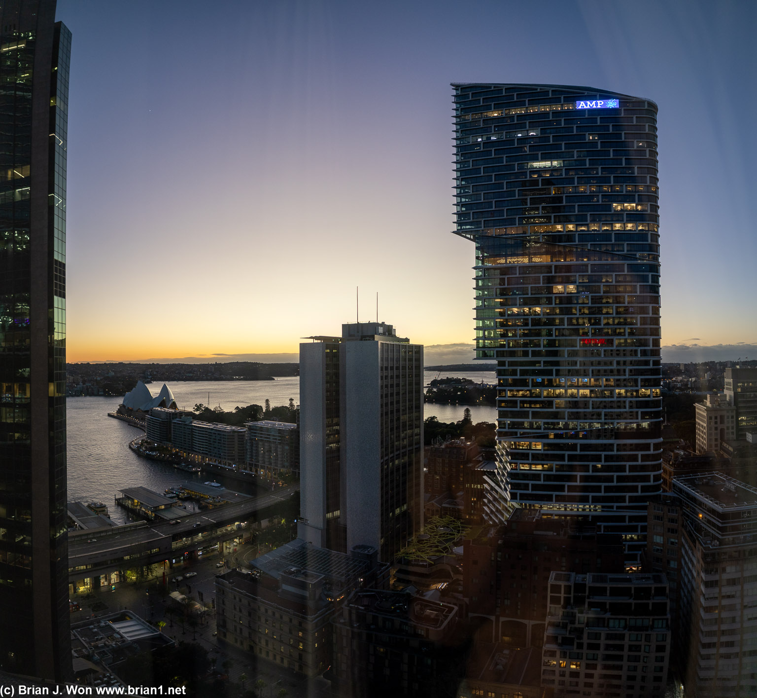 Sunrise at the Sydney Harbour Marriott Circular Quay.