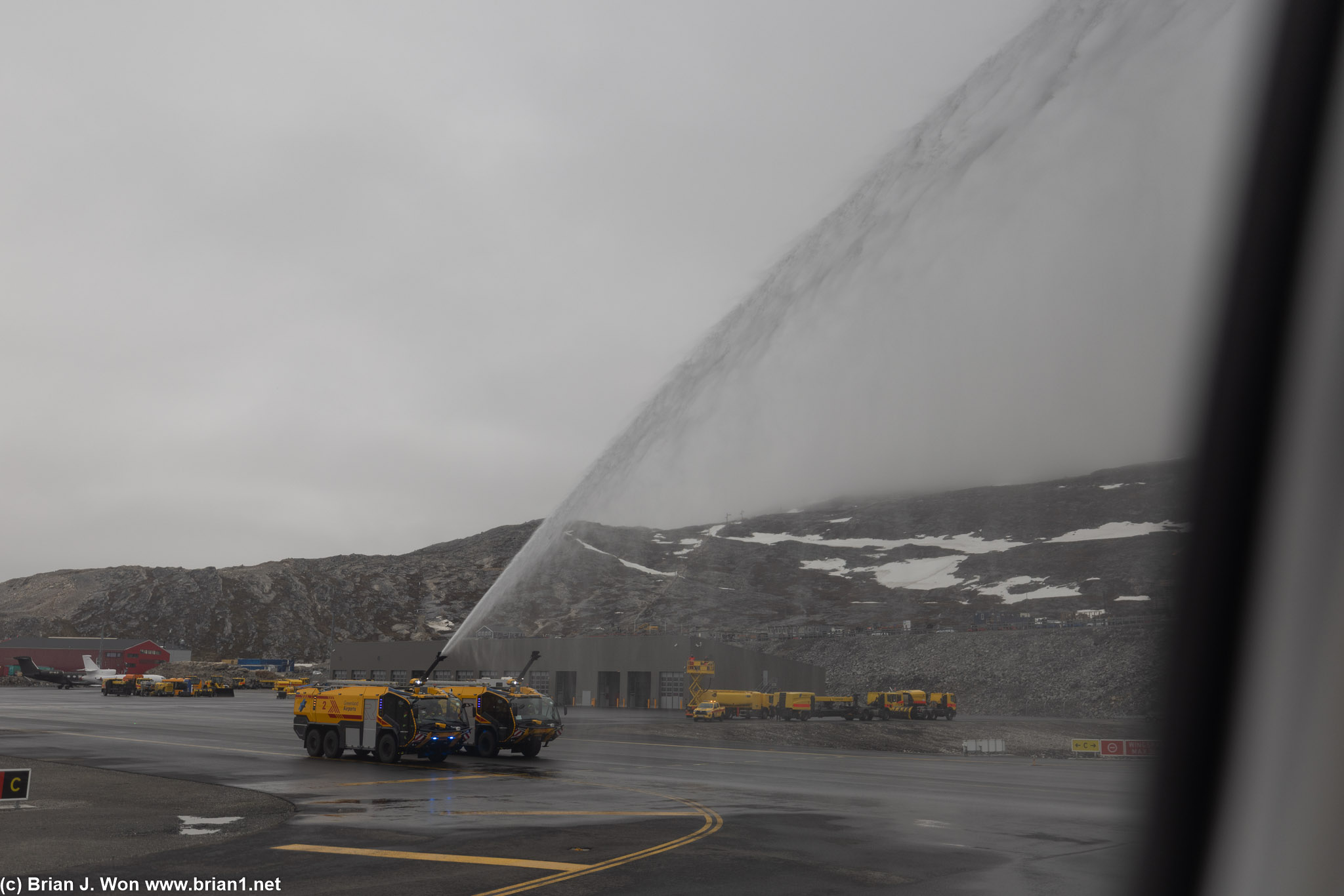 Water cannon salute.
