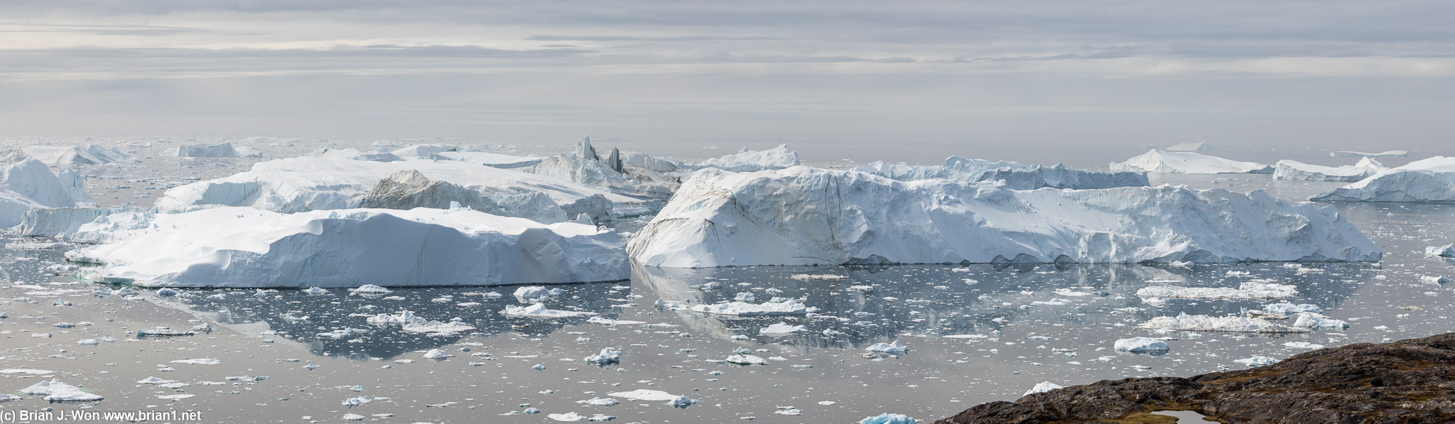 One more photo that better shows just how many icebergs there are in the Icefjord.