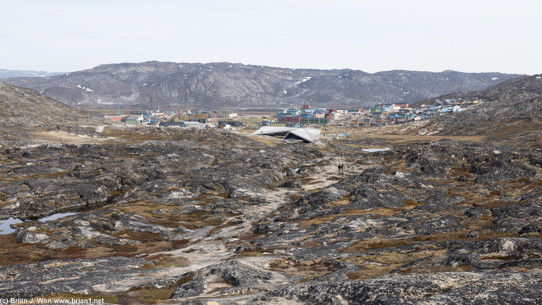 Looking north towards the town and the museum.