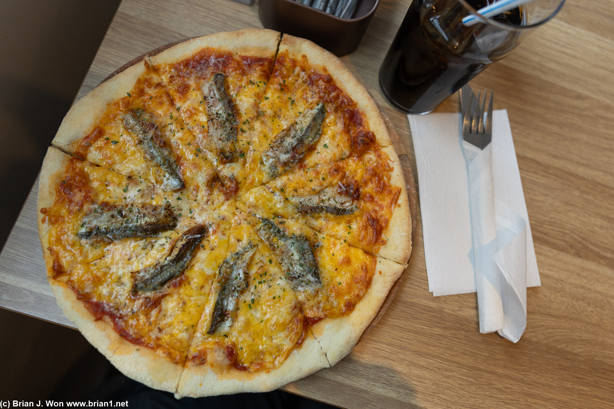 Ammassat (capelin) fish pizza was... odd. Bready crust, too much cheddar.