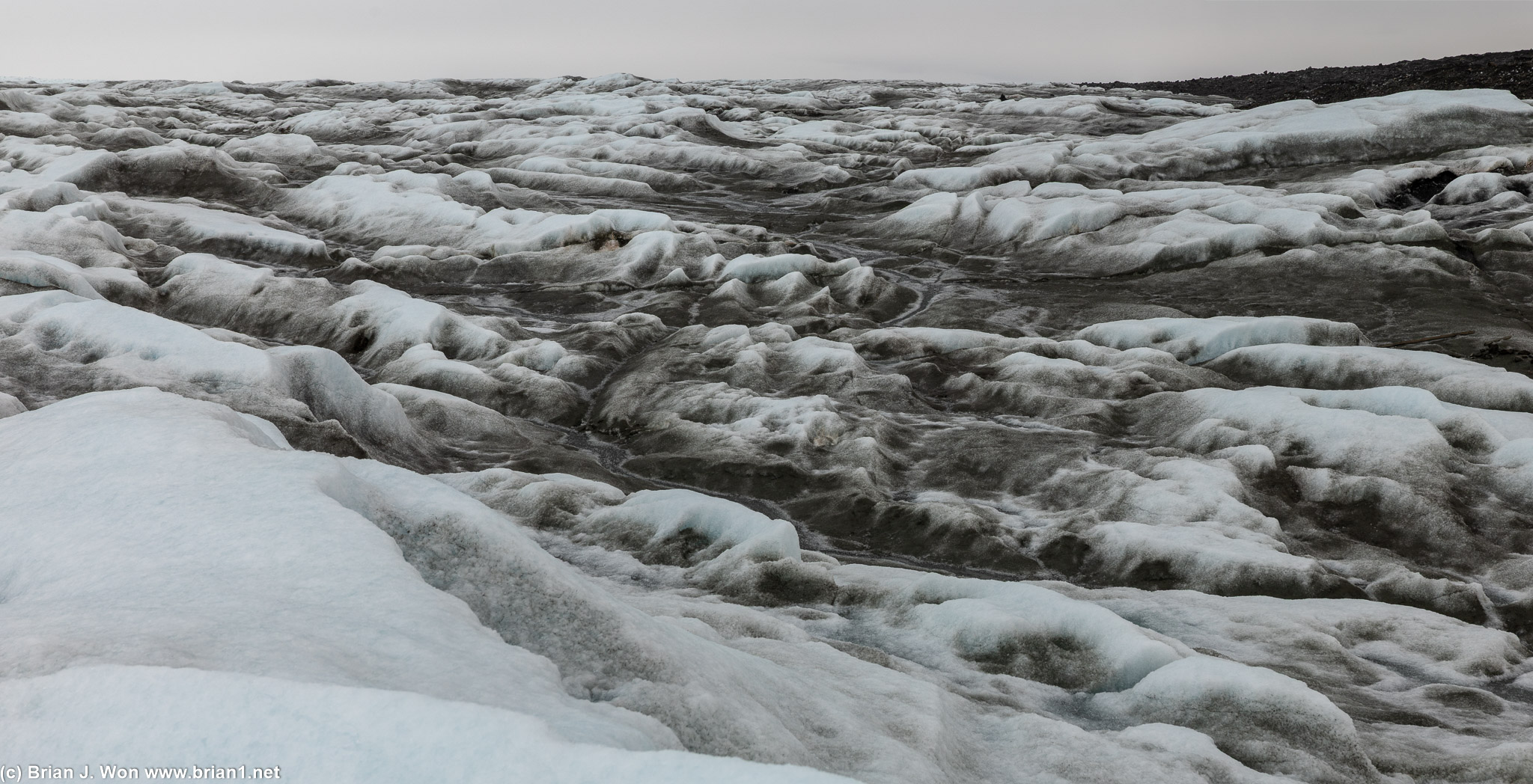 The glacier tongue is quite dirty.