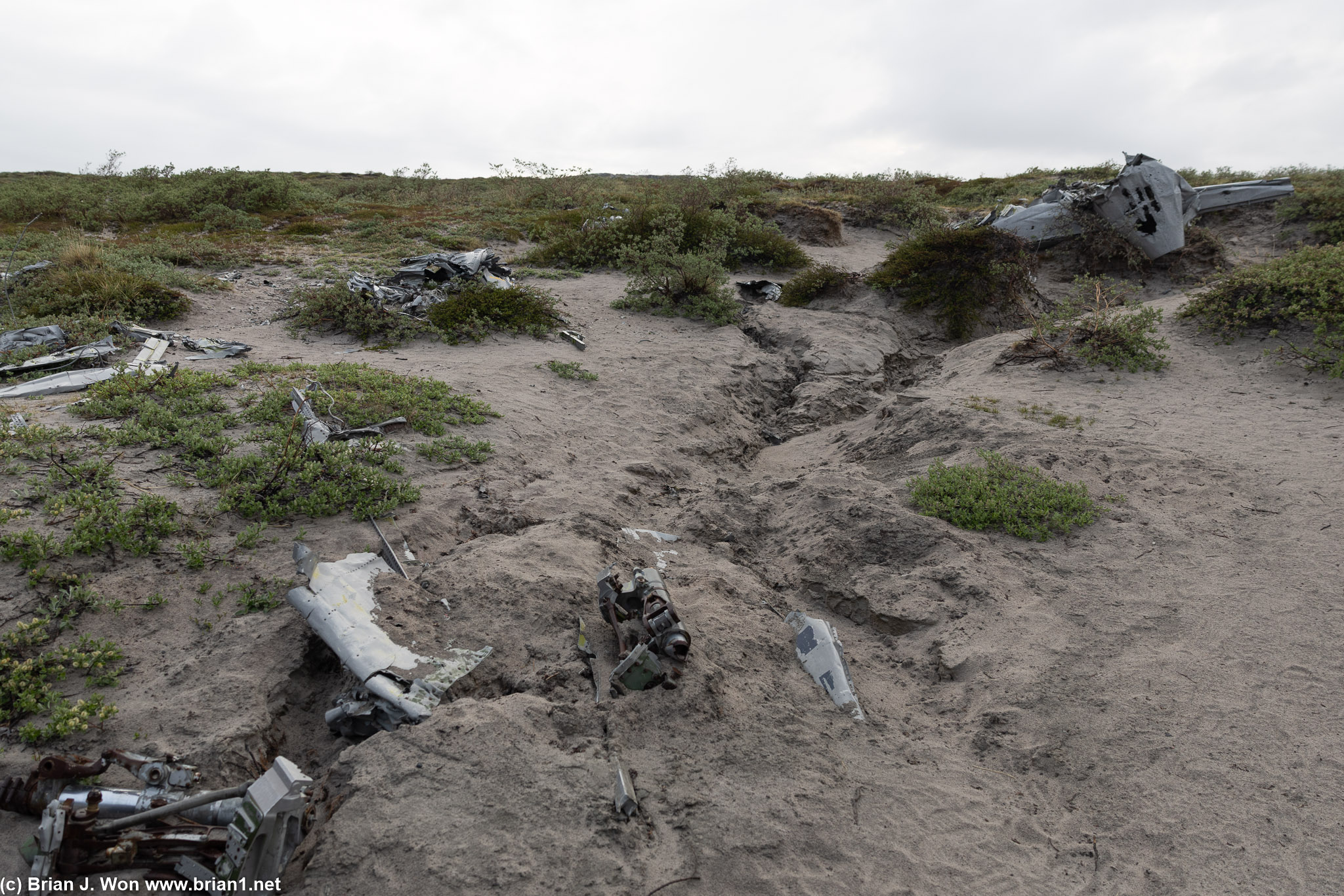 Airplane wreckage on the way back from Point 660.
