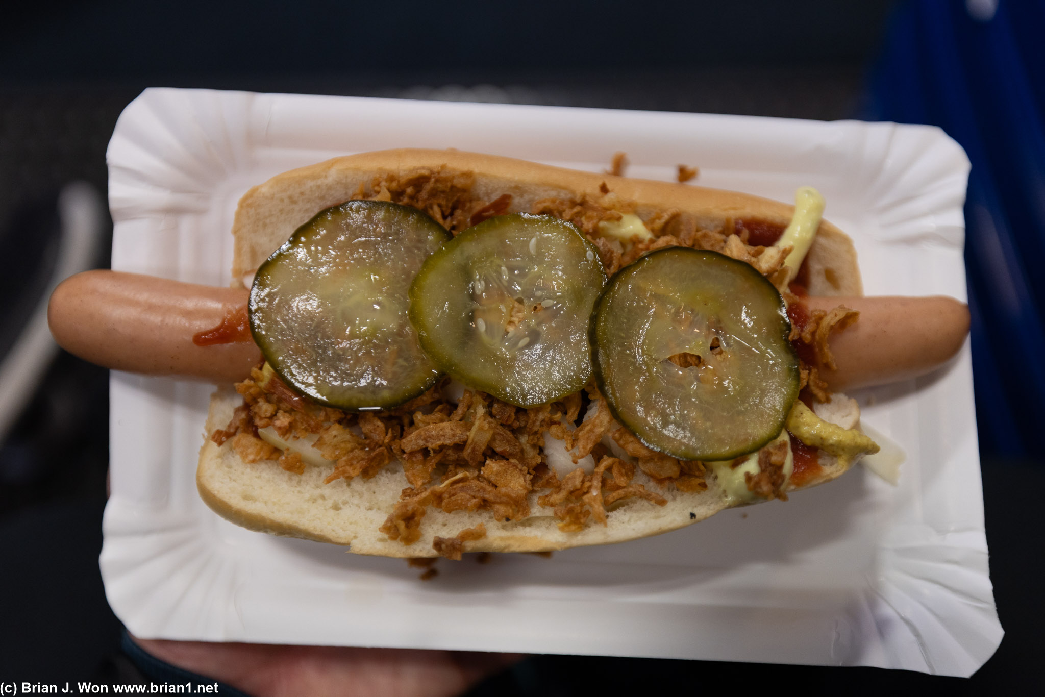 Time for a loaded hot dog. Was it reindeer?