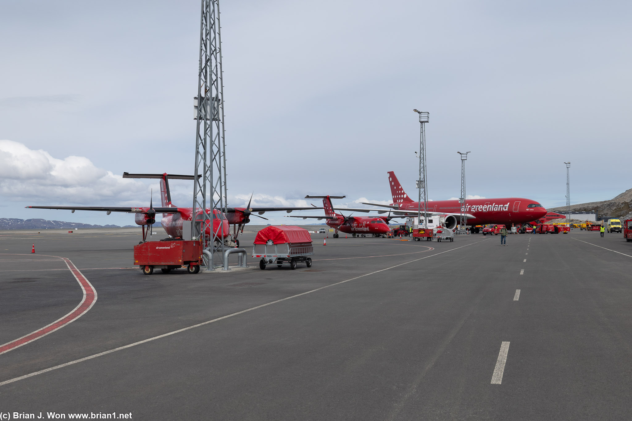 A330neo dwarfs the little De Havilland Canada DHC-8-200's.