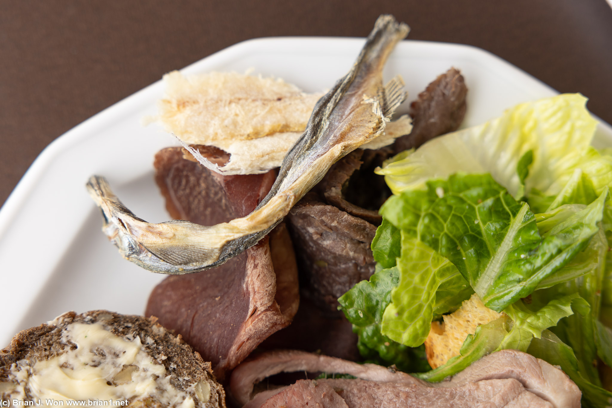 Ammassat (dried capelin), atop musk ox (left) and caribou.