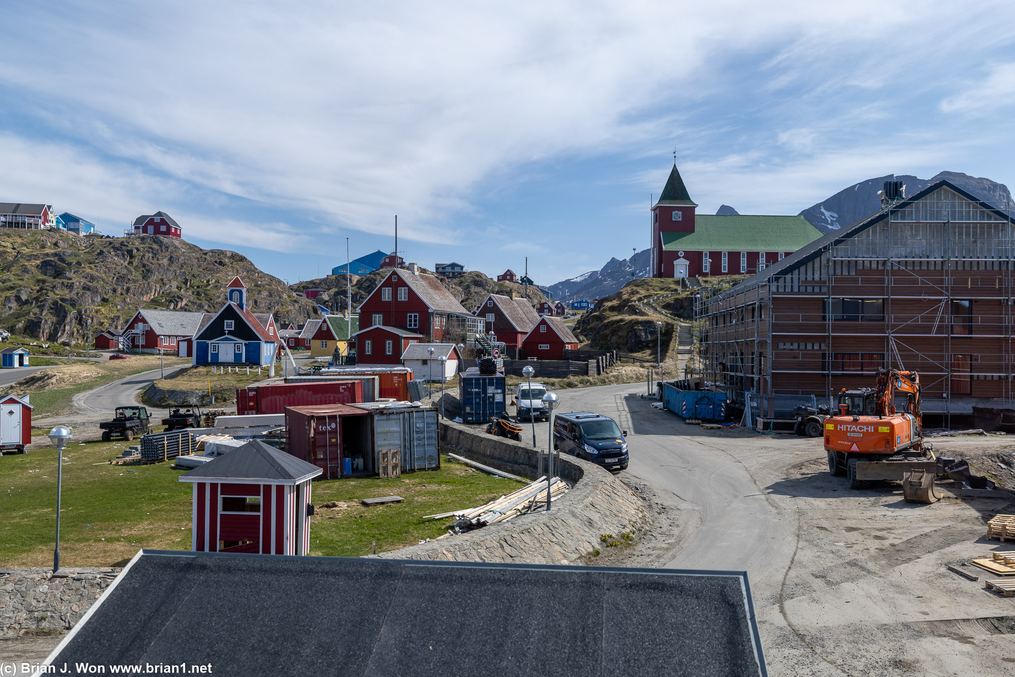The view, including the new wing of the hotel, still under construction.