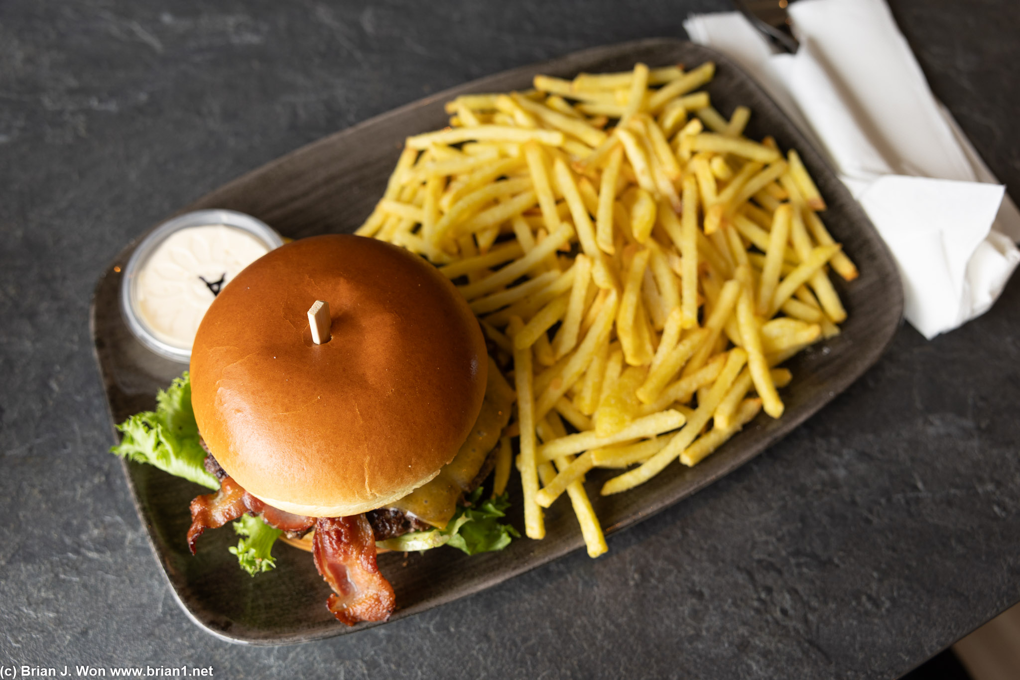 Ended up with a decent burger and massive pile of salty fries at Kylling and Co.