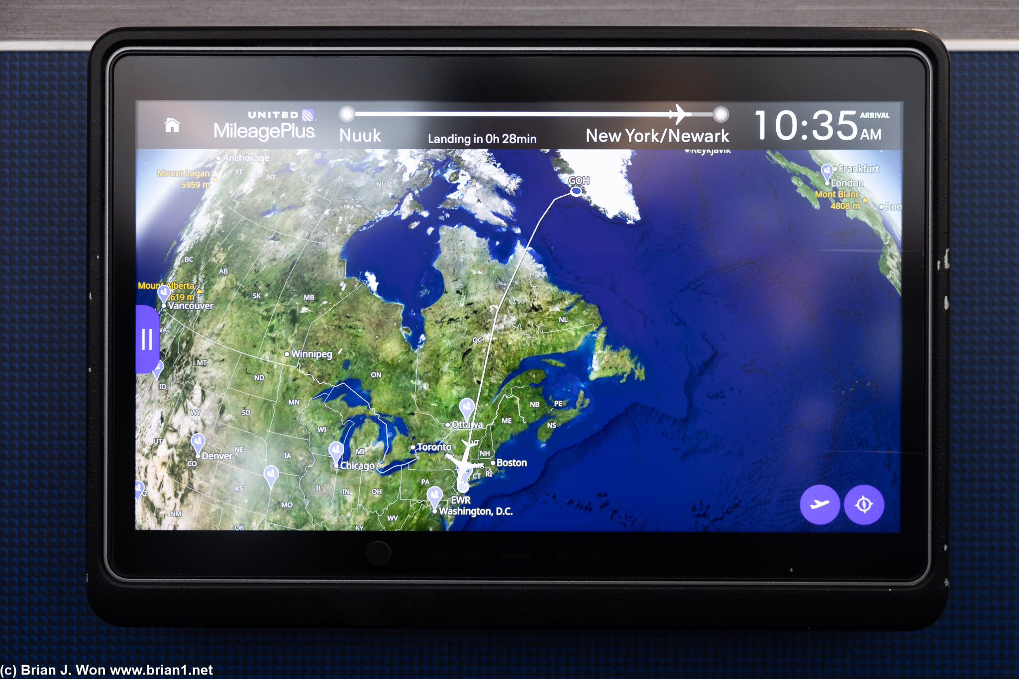 3hr 53min flight time (actual), 1,920 miles (Flightware), 1,860 miles (great circle).