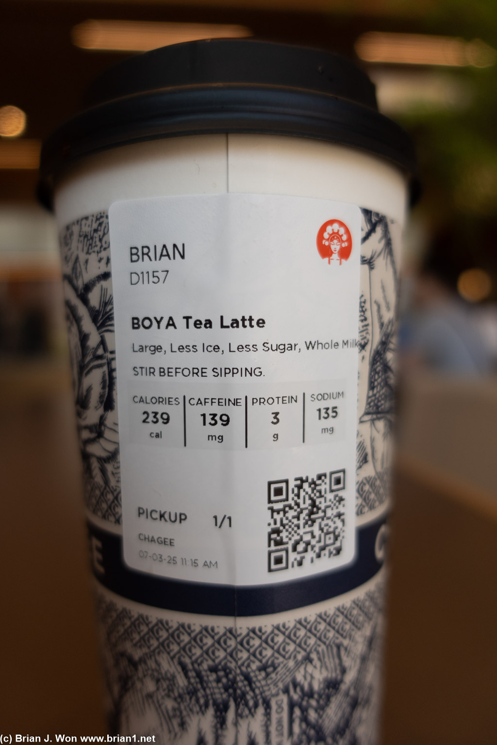 Nutrition facts customized to your order. Nifty.