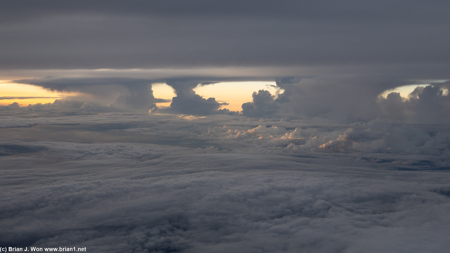 Towering clouds before sunset.