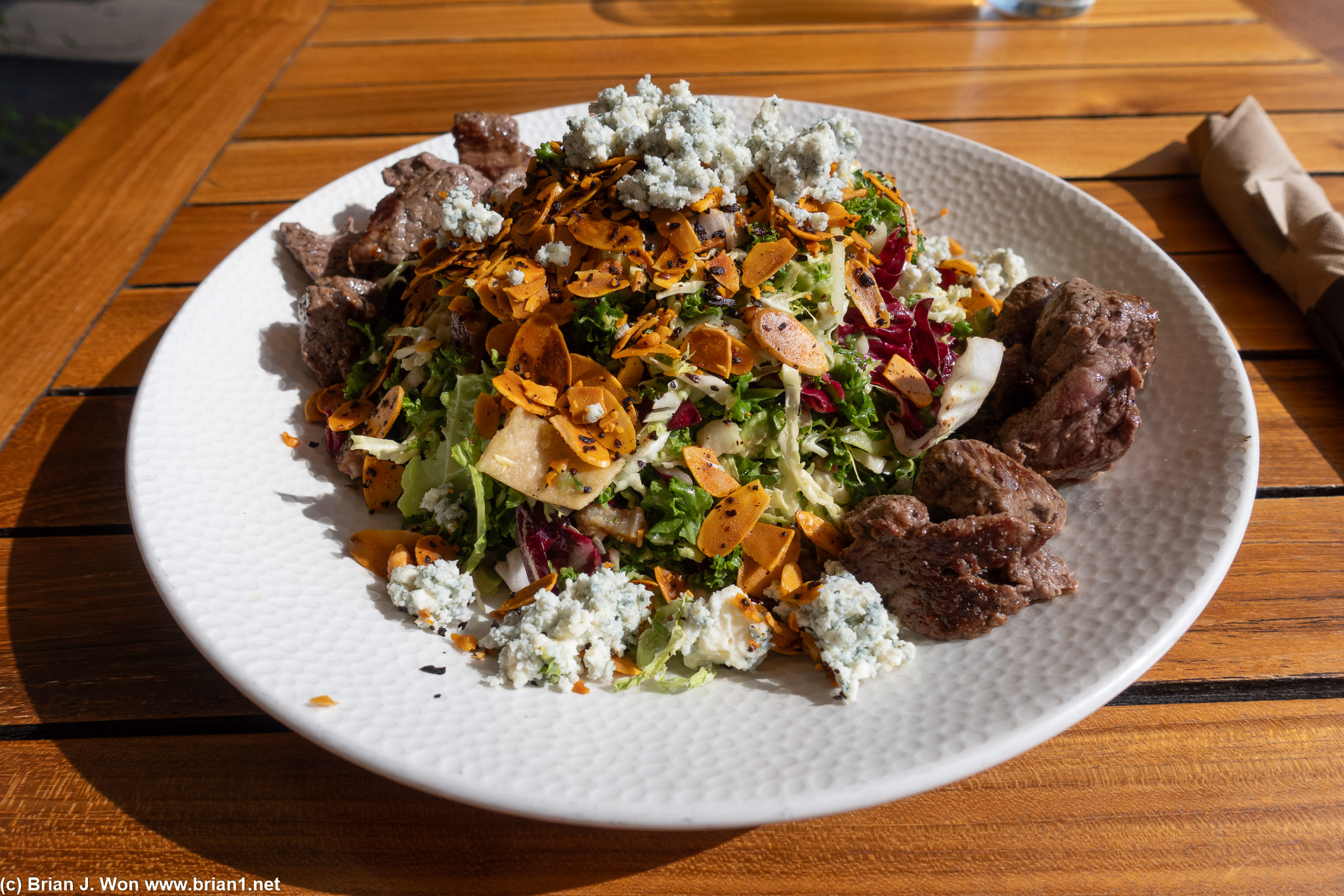 Chopped salad with beef.