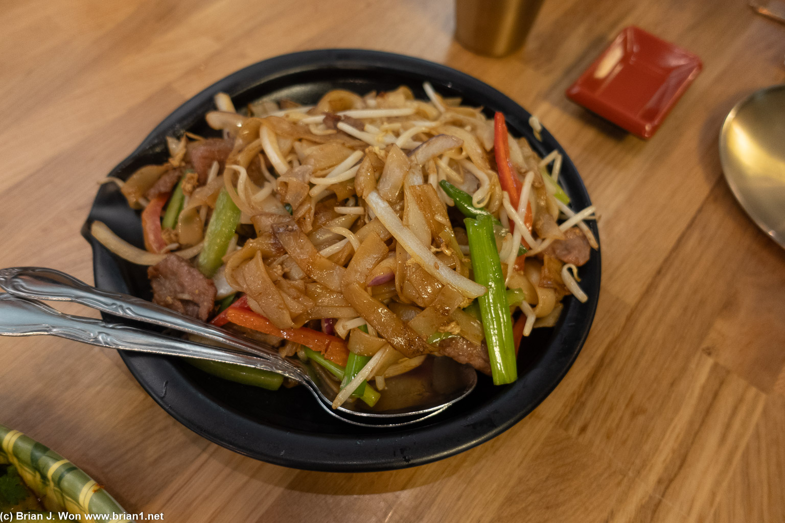 Beef chow fun was simple but good.