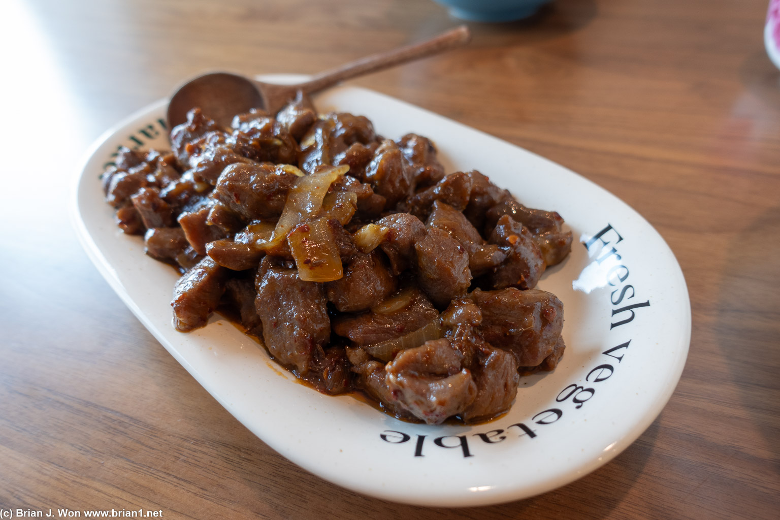 Close-up of the beef.