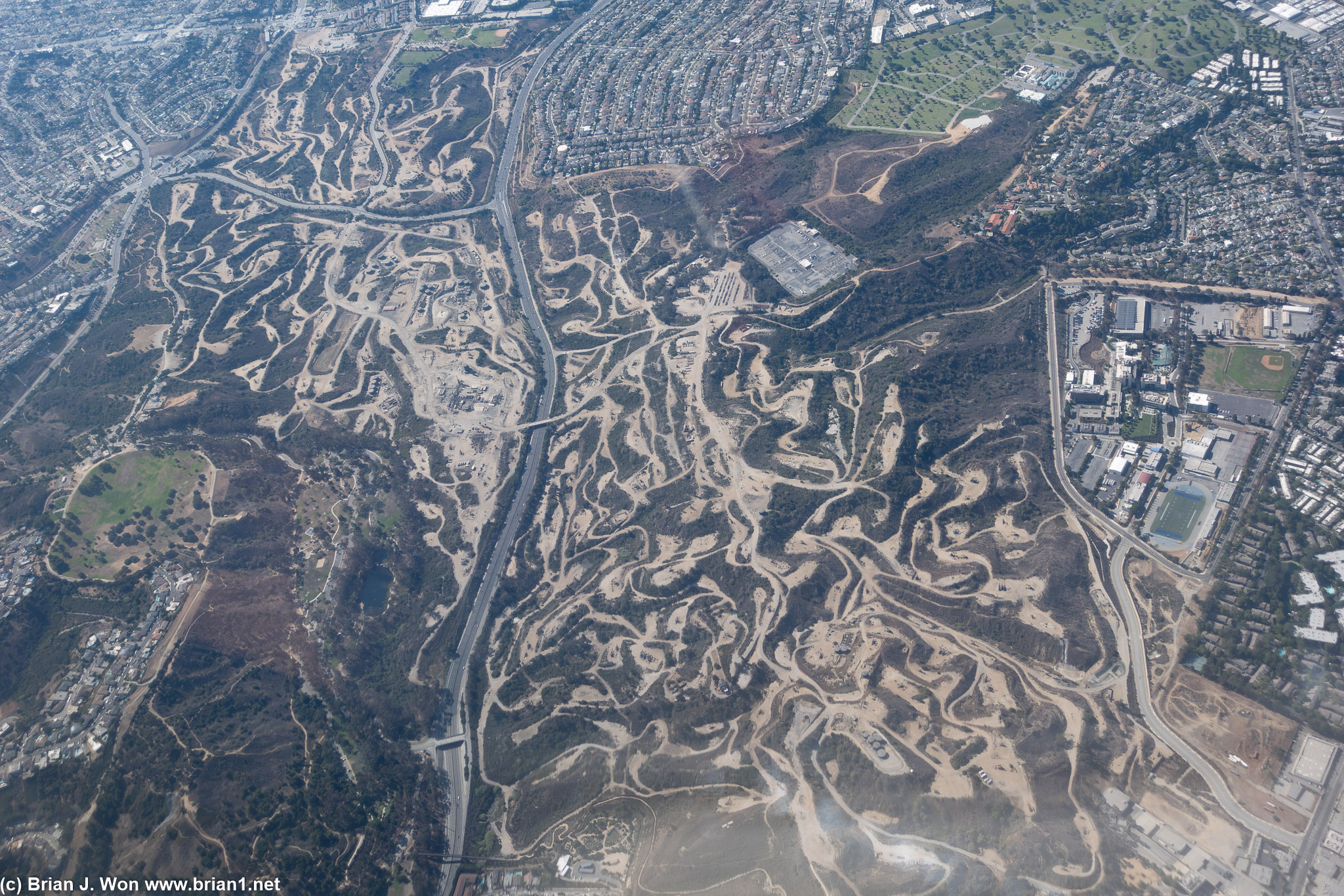 Flying over Inglewood Oil Field.