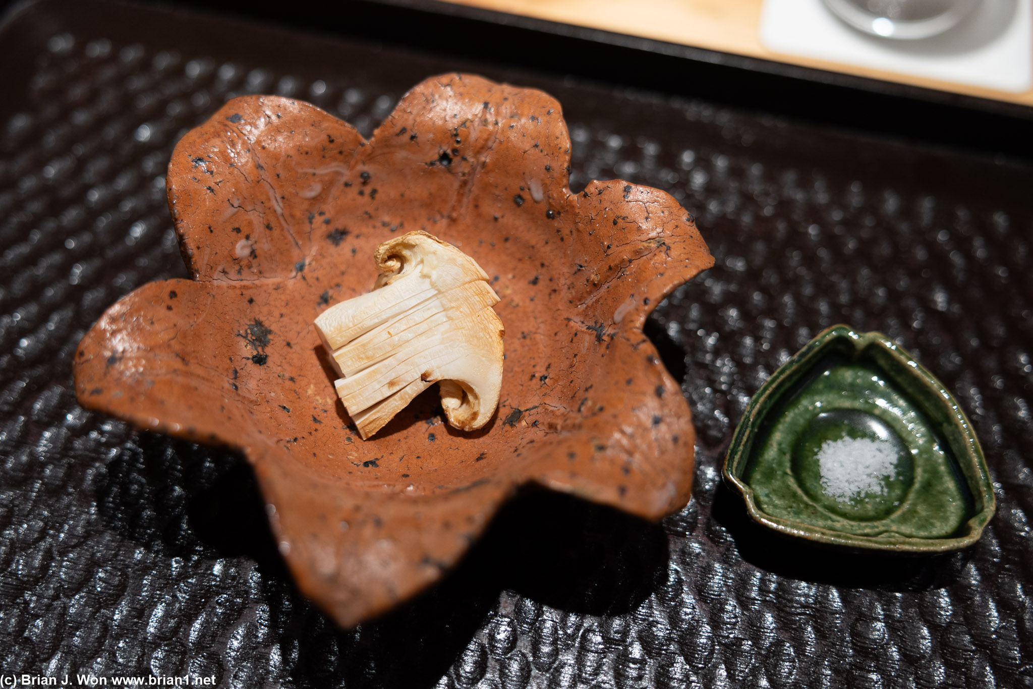 Lightly grilled mushroom (wild matsutake, Oregon).