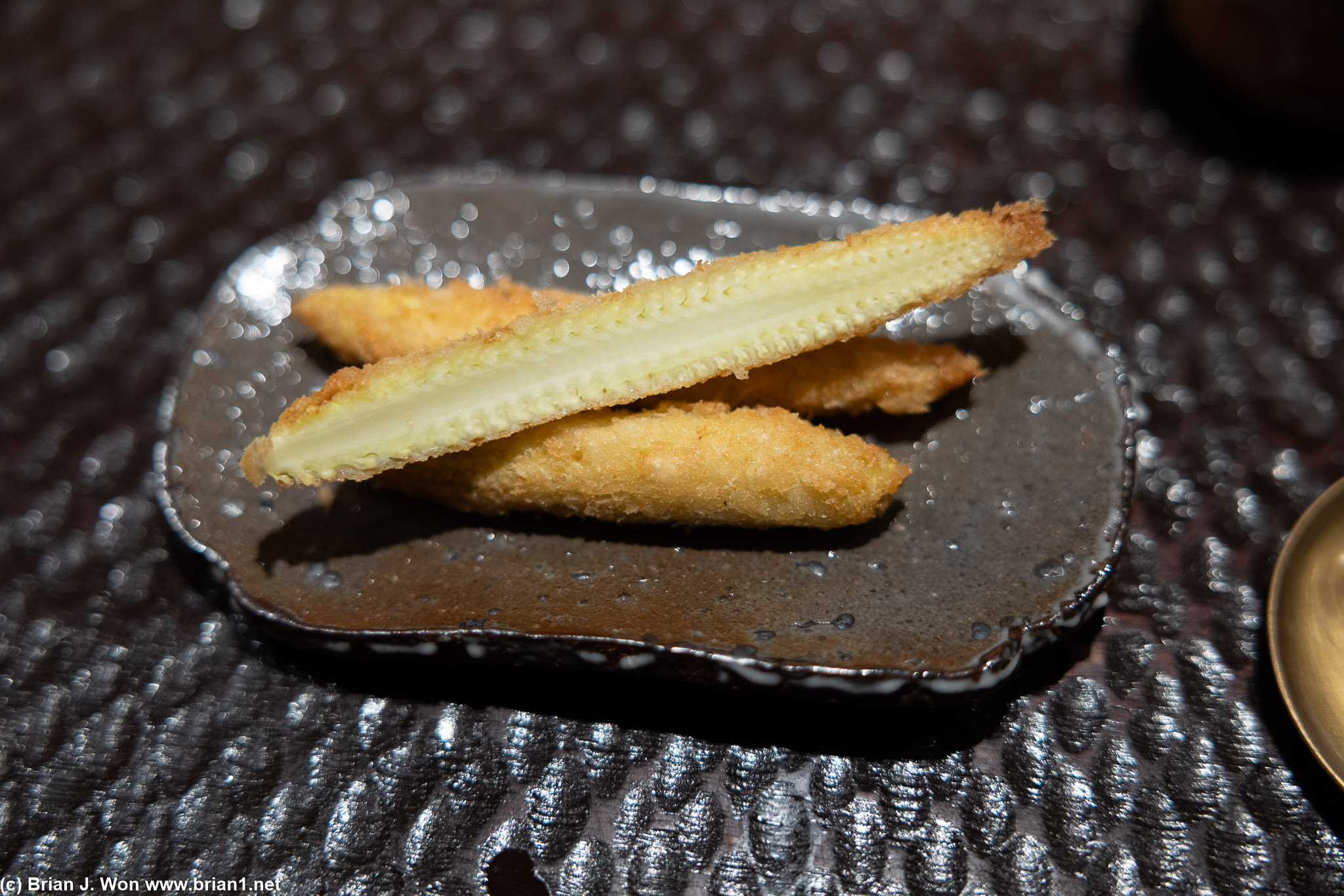 Tempura baby corn from Oxnard.