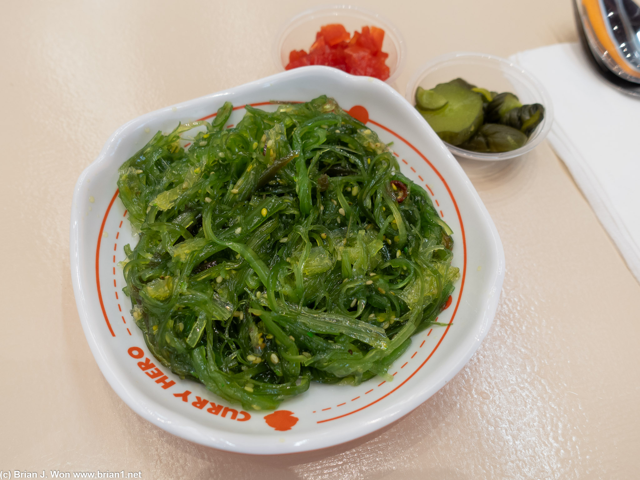 Seaweed salad was a bit too sweet, but a generous portion.