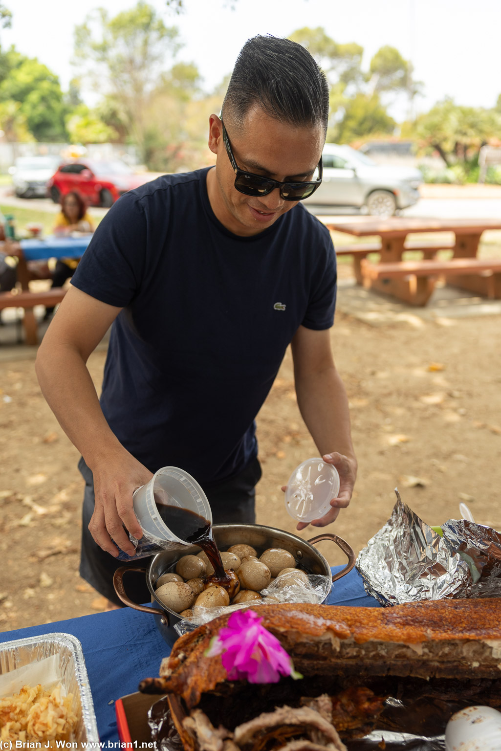 Walen with homemade tea eggs.