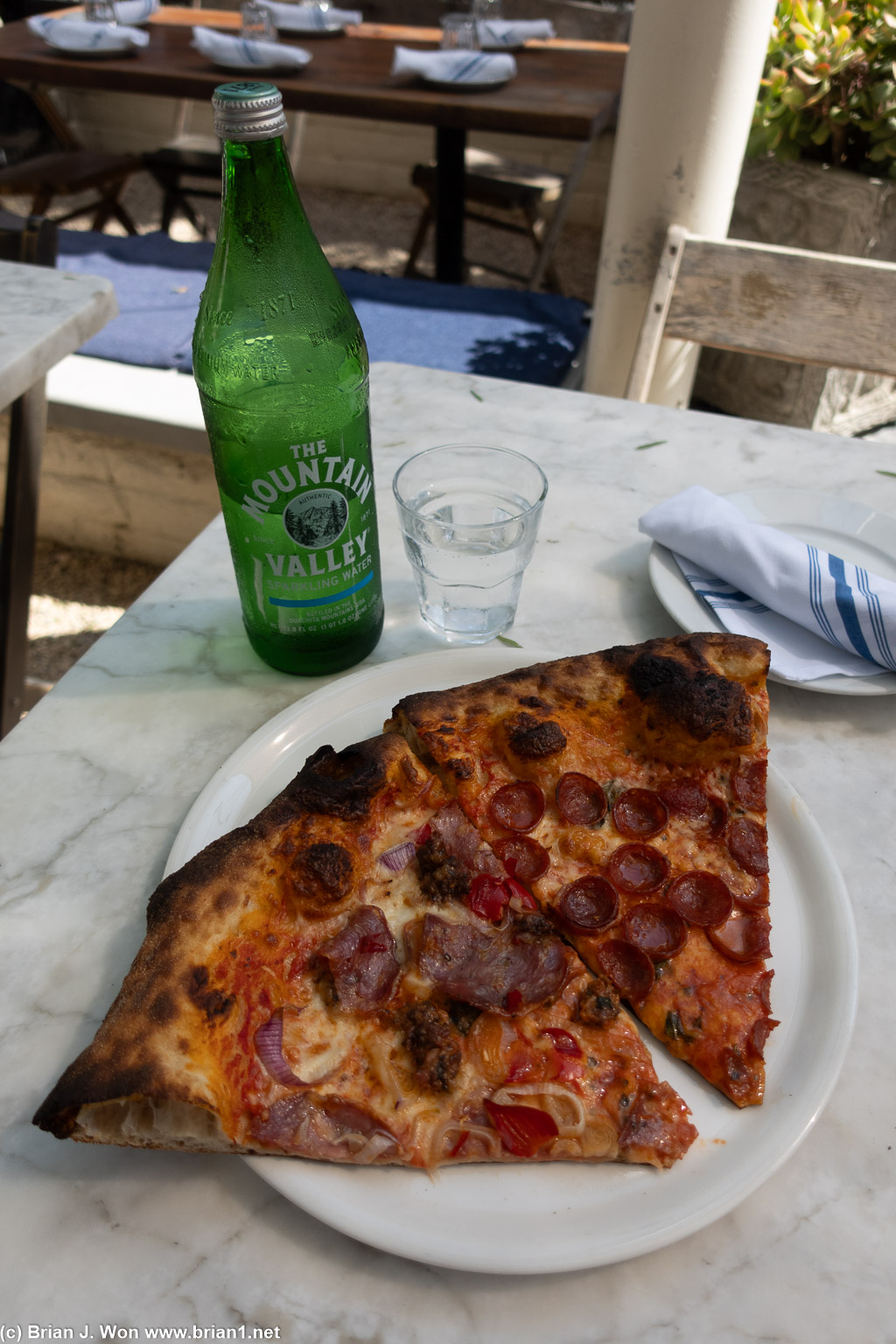 The sausage and salami was better balanced than the pepperoni.