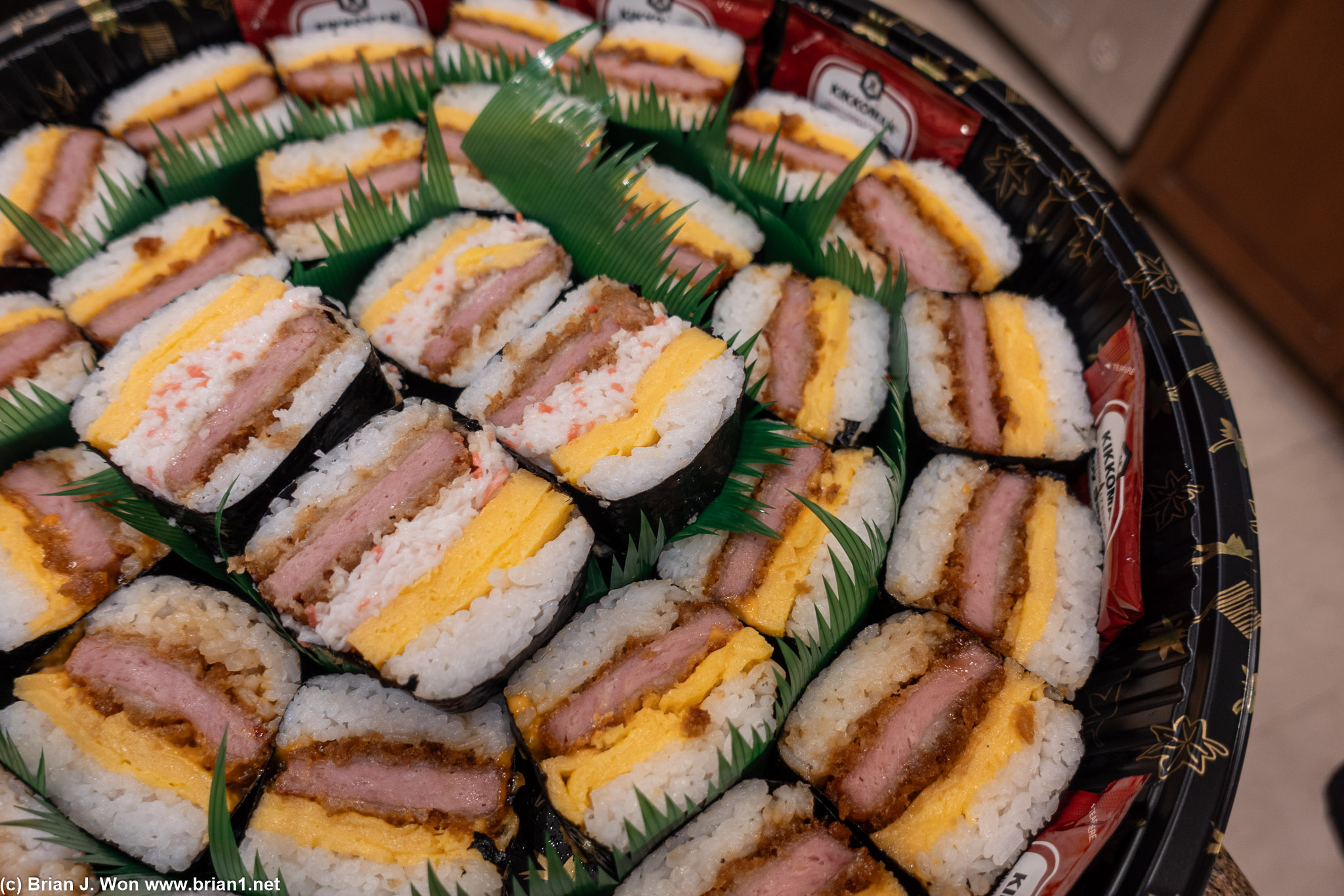 Yama Sushi's spam katsu musubi, some with imitation crab.