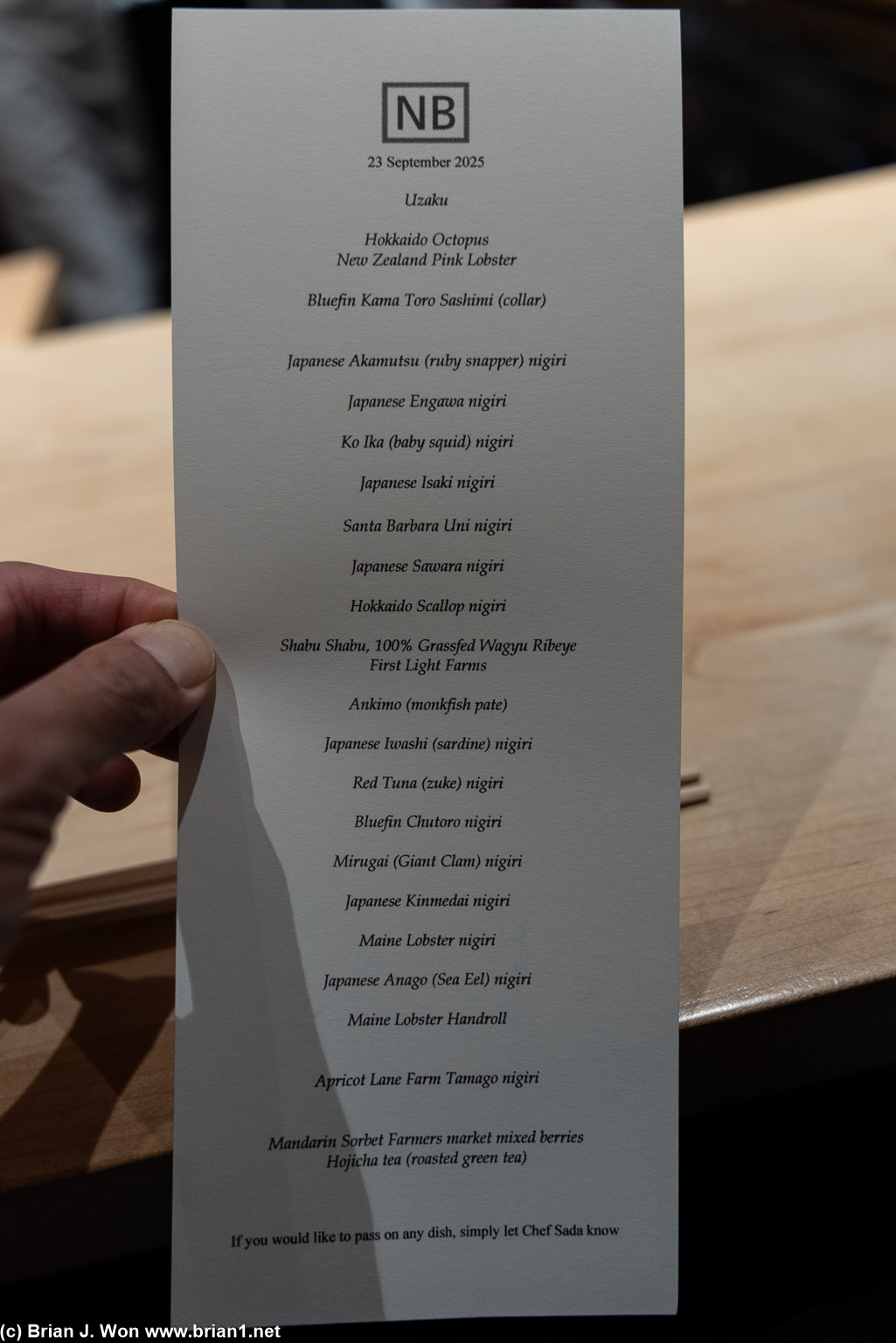 Today's menu.