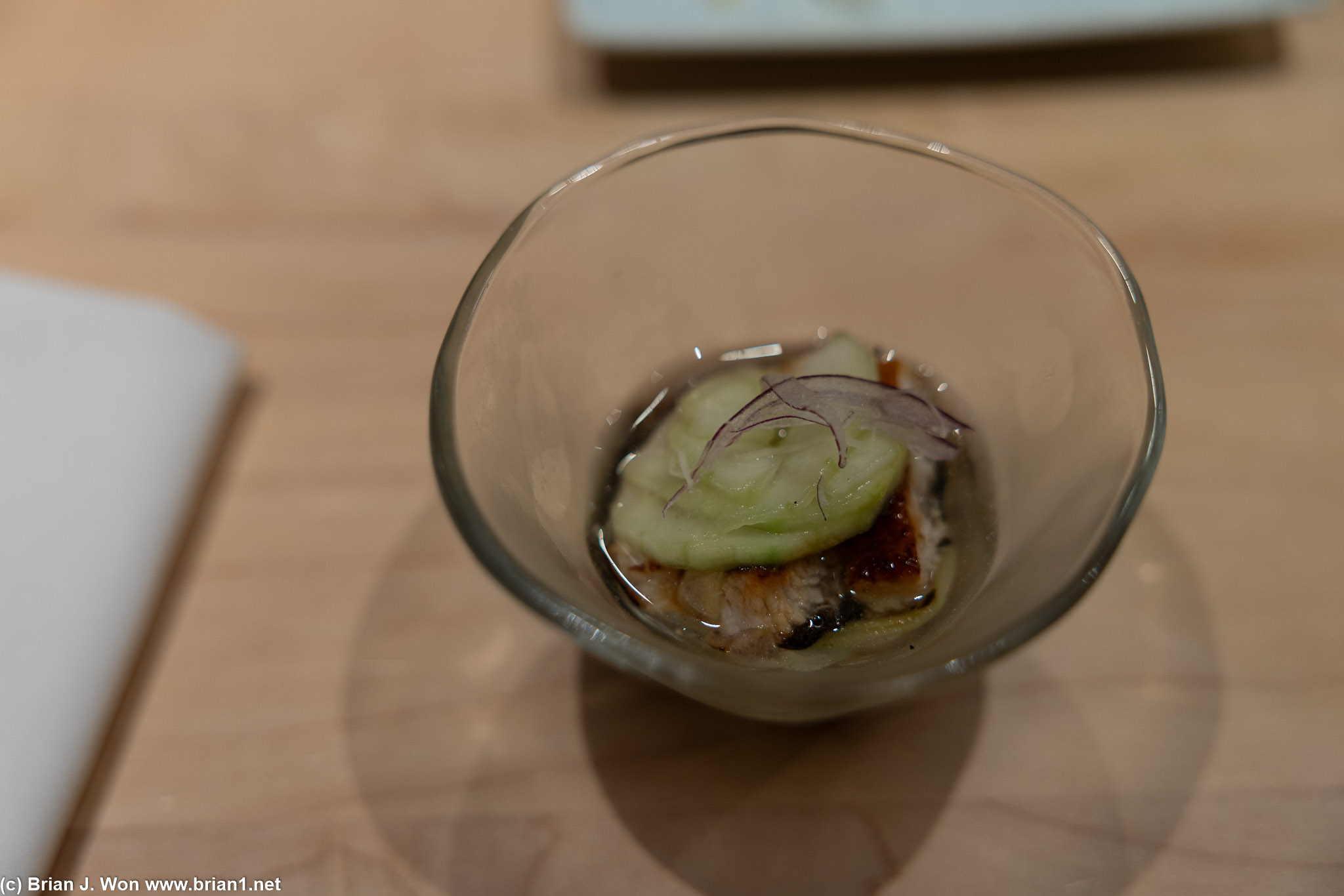 Uzaku: cucumber, unagi, in vinegar dressing.