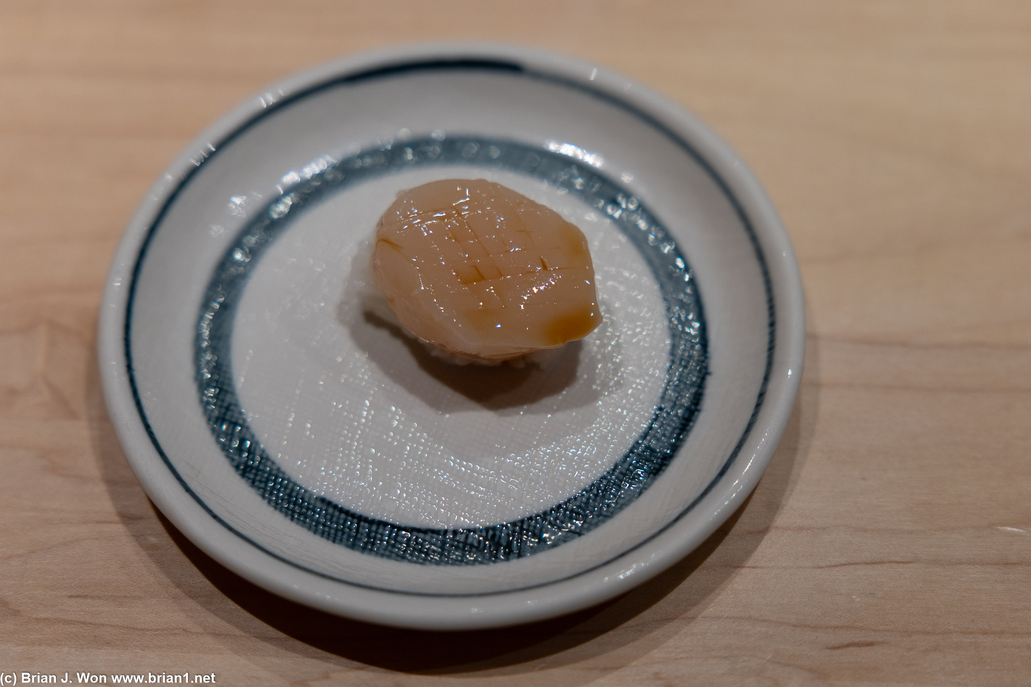 Hotate (Hokkaido). Quite firm--  very good.