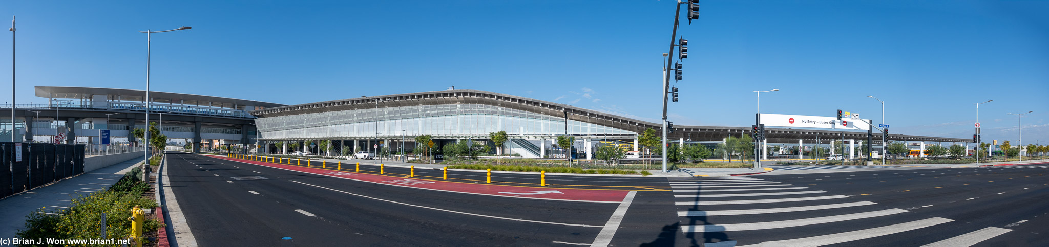 Approaching LAX/Metro Transit Center from the east.