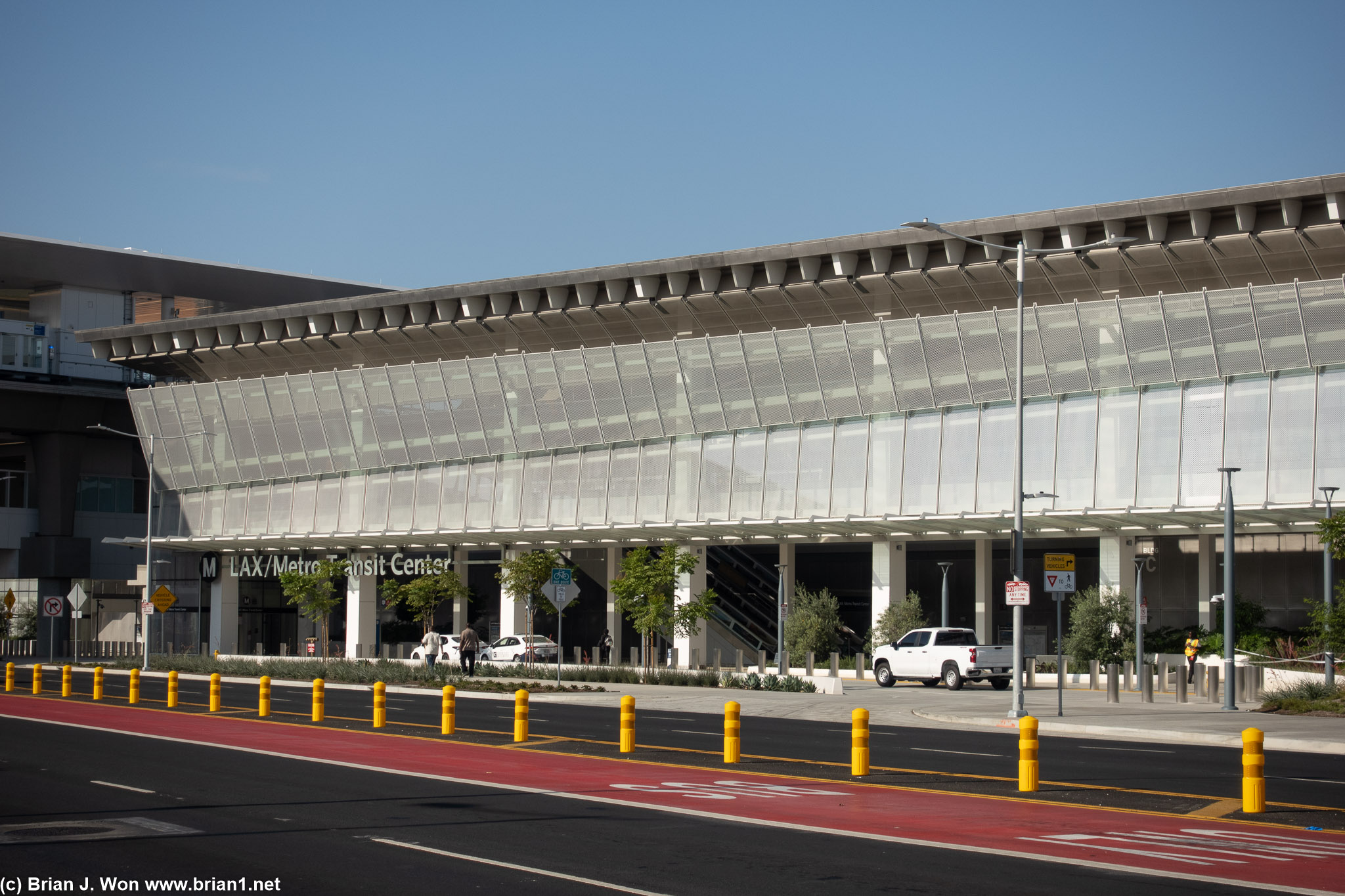Approaching LAX/Metro Transit Center from the east.