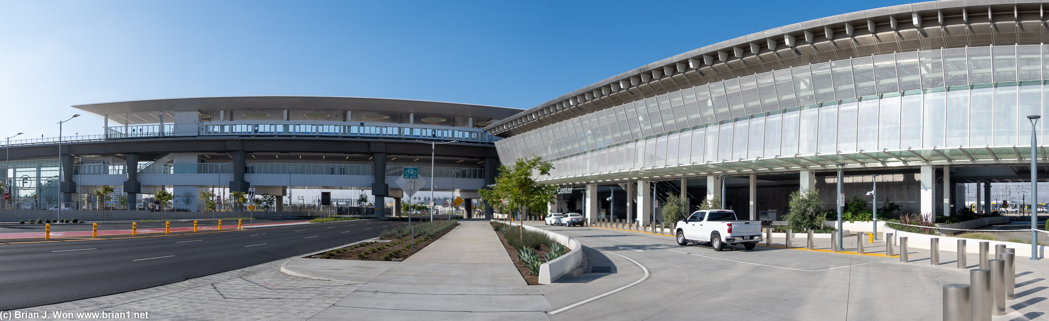 Approaching LAX/Metro Transit Center from the east.